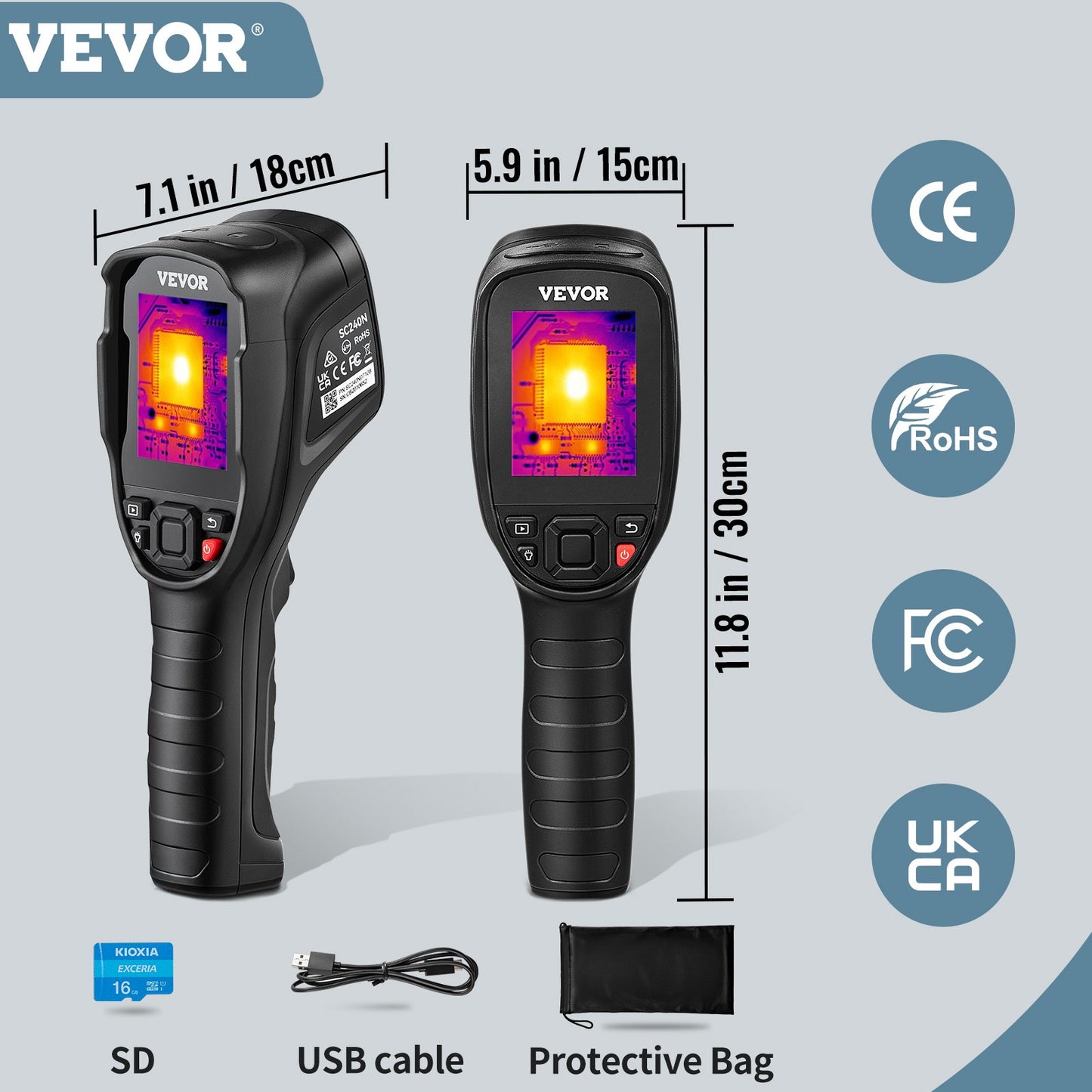 Infrarot-Wärmebildkamera Wärmebildkamera IR-Auflösung 240 x 180 2,8-Zoll-LCD-Bildschirm
