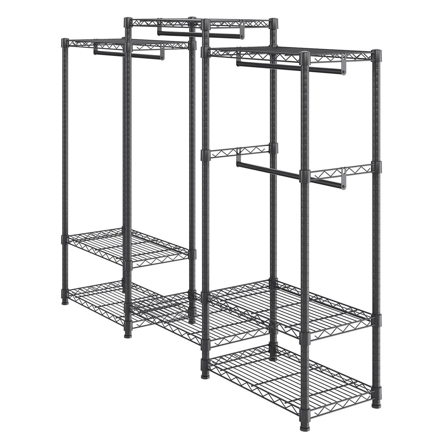 Robuster Kleiderständer, Kleiderbügel auf Rollen mit 4 Kleiderstangen und 8 Ablageebenen, verstellbarer, individueller Kleiderschrankständer, freistehender Kleiderschrank zum Aufhängen von Kleidung, Tragkraft 363 kg