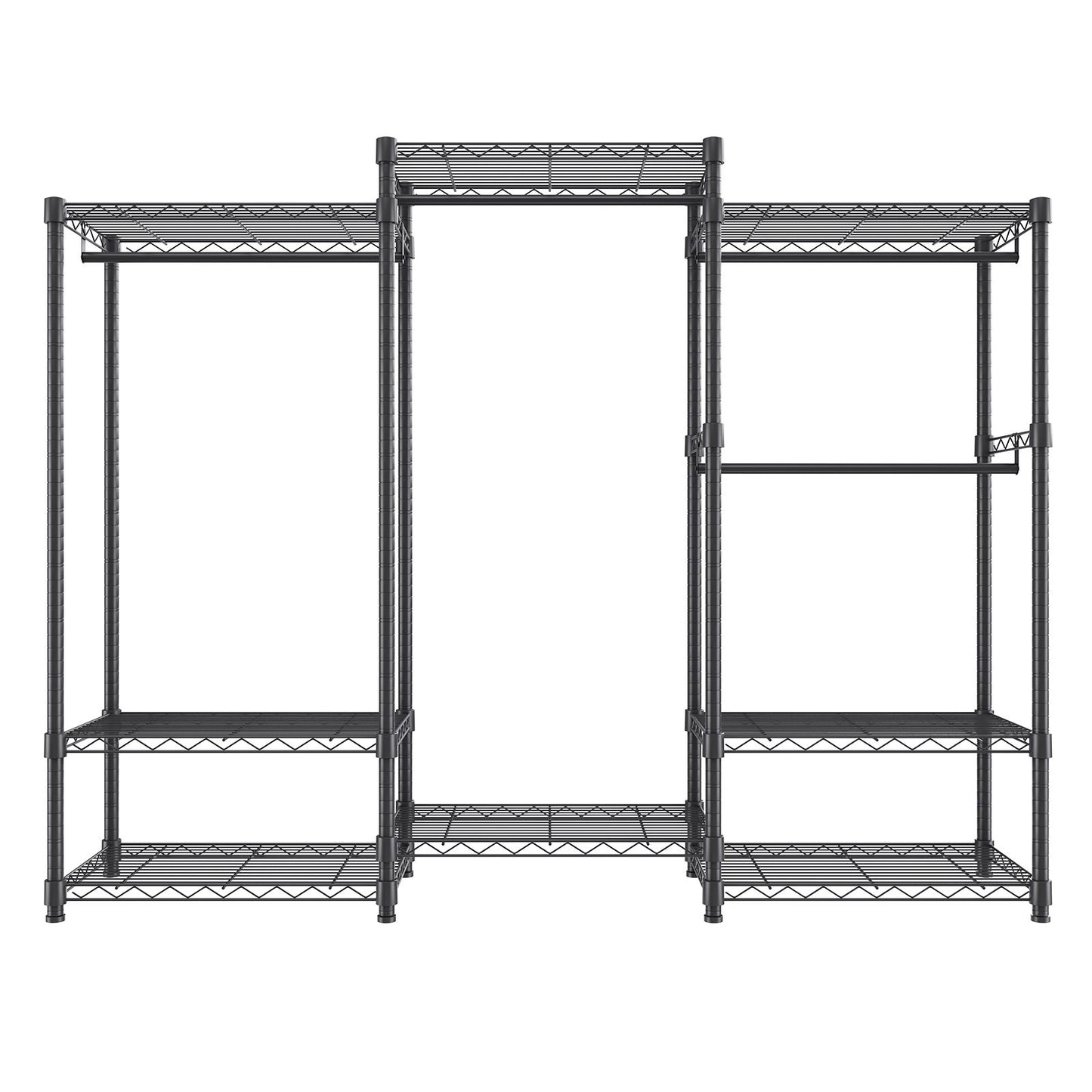 Robuster Kleiderständer, Kleiderbügel auf Rollen mit 4 Kleiderstangen und 8 Ablageebenen, verstellbarer, individueller Kleiderschrankständer, freistehender Kleiderschrank zum Aufhängen von Kleidung, Tragkraft 363 kg