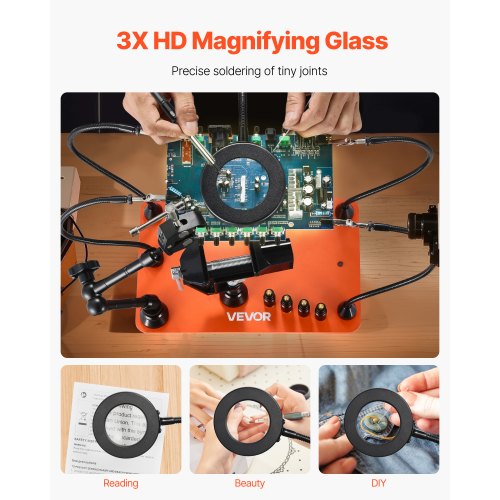 Magnetic Helping Hands Soldering Station Vise Magnifying Lamp 4 PCB Holder