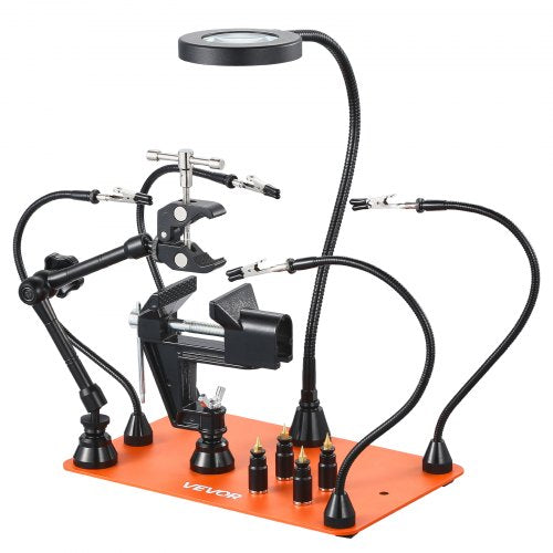 Magnetic Helping Hands Soldering Station Vise Magnifying Lamp 4 PCB Holder