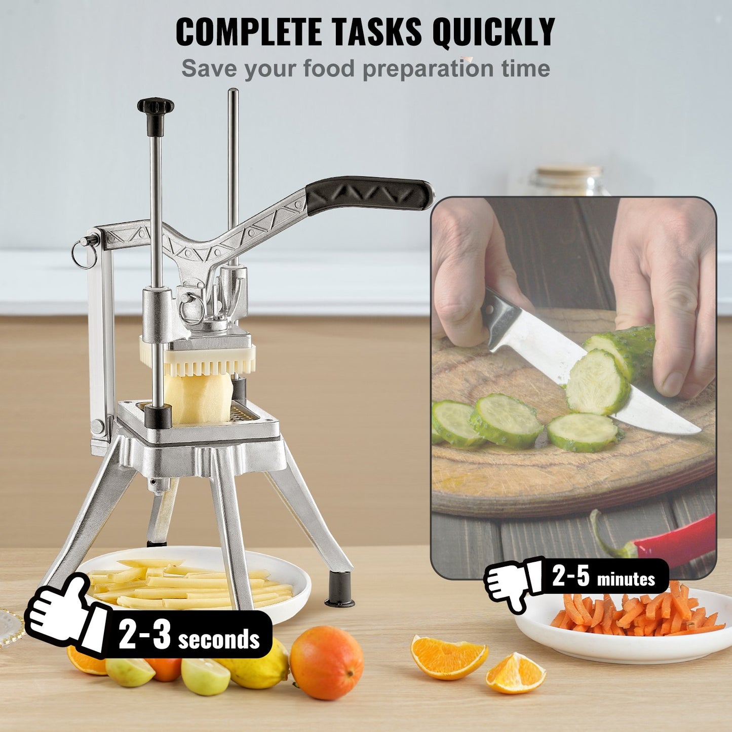 Commercial Vegetable Fruit Chopper 3/8″ Blade Heavy Duty Professional Food Dicer Kattex French Fry Cutter Onion Slicer Stainless Steel for Tomato Pepper Potato Mushroom Shredding