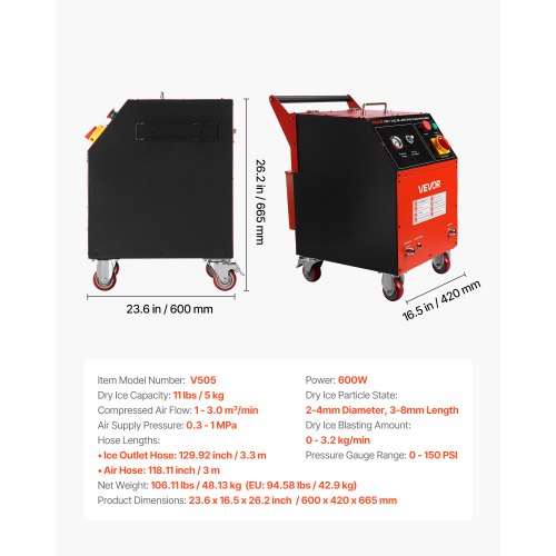 Trockeneisstrahlgerät 11 Pfund / 5 kg Kapazität Trockeneisreinigungsmaschine