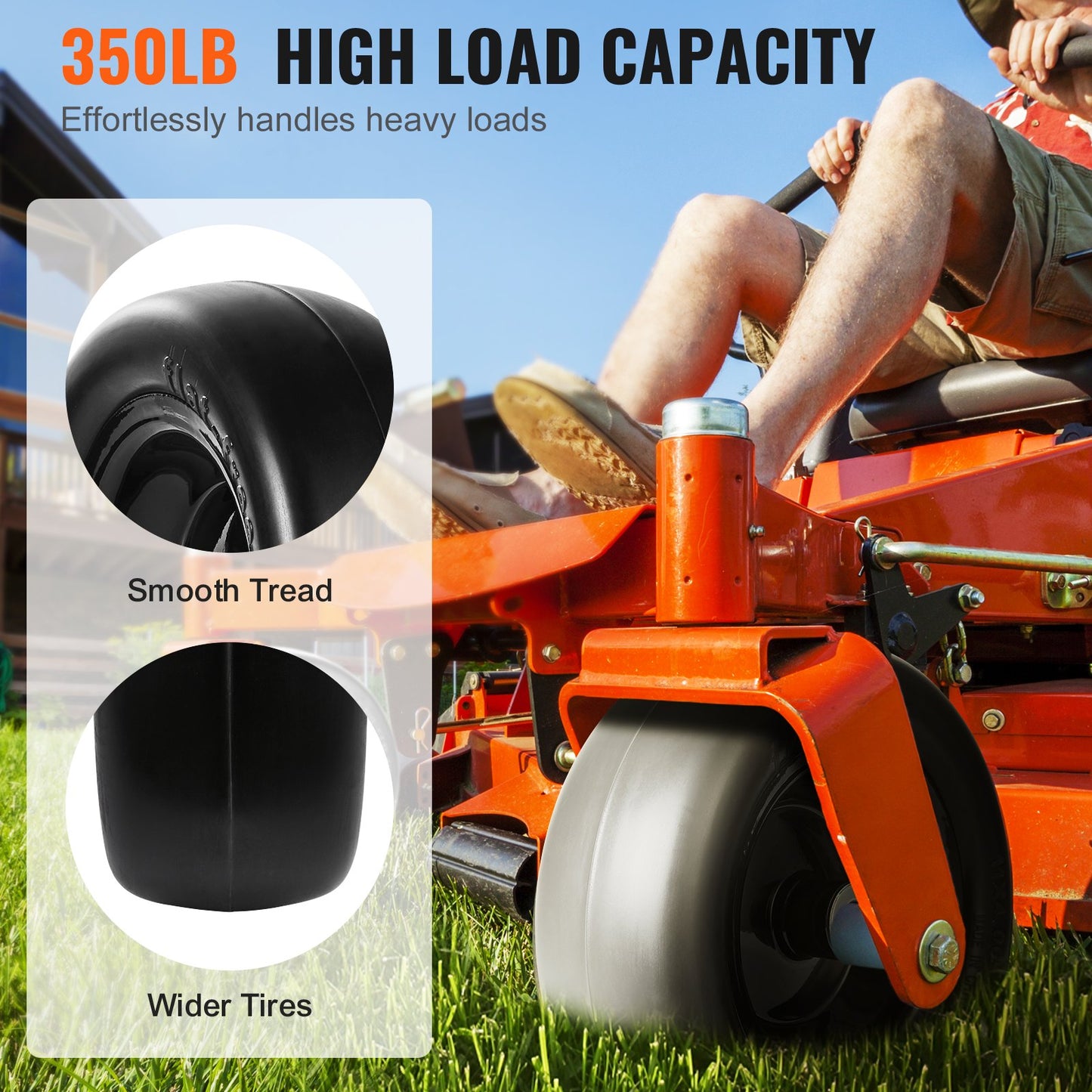 Lawnmower Tire with Rim, 11x4-7" Tubeless Tractor Tire, 2-Pack Tire and Wheel Assembly, Flat-Free PU Tire, 3.4" Centered Hub, 3/4" Bushing Size, 20pcs Adapters for Riding Mowers Lawn Tractors