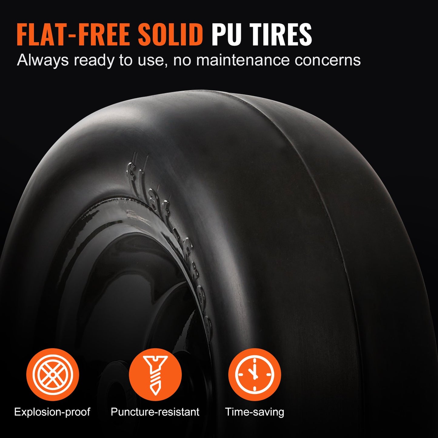Lawnmower Tire with Rim, 11x4-7" Tubeless Tractor Tire, 2-Pack Tire and Wheel Assembly, Flat-Free PU Tire, 3.4" Centered Hub, 3/4" Bushing Size, 20pcs Adapters for Riding Mowers Lawn Tractors