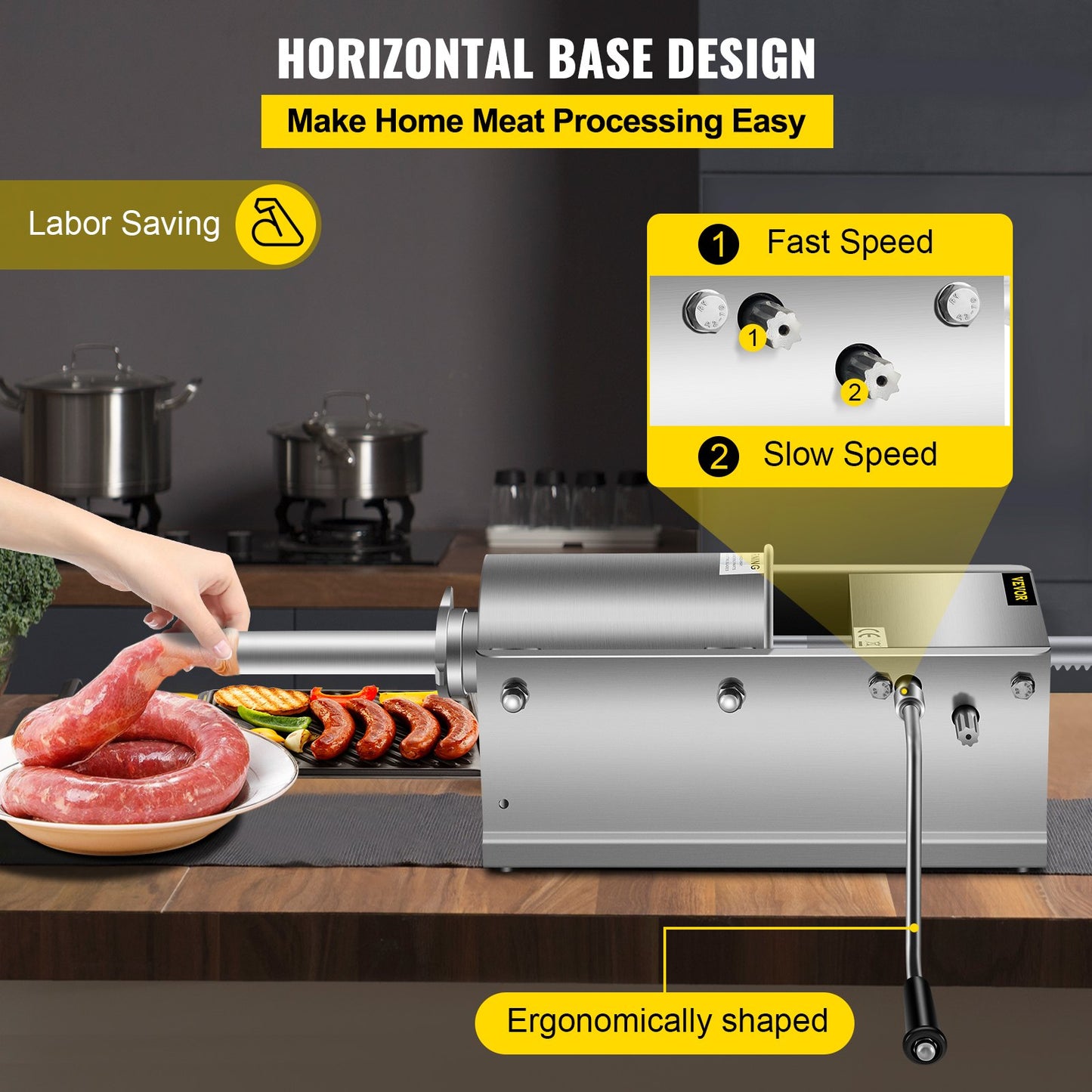 Horisontell korvstoppare Manuell korvstoppningsmaskin 3L rostfritt stål