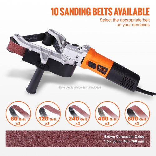 Belt sander adapter for angle grinder, pipe or tube sander attachment with M14 metric thread and 10 sanding belts, belt sander, Pipe polishing adapter for rust removal | EU