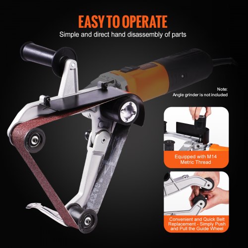 Belt sander adapter for angle grinder, pipe or tube sander attachment with M14 metric thread and 10 sanding belts, belt sander, Pipe polishing adapter for rust removal | EU