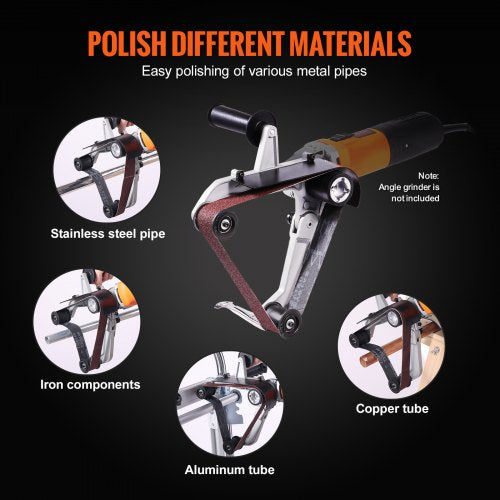 Belt sander adapter for angle grinder, pipe or tube sander attachment with M14 metric thread and 10 sanding belts, belt sander, Pipe polishing adapter for rust removal | EU