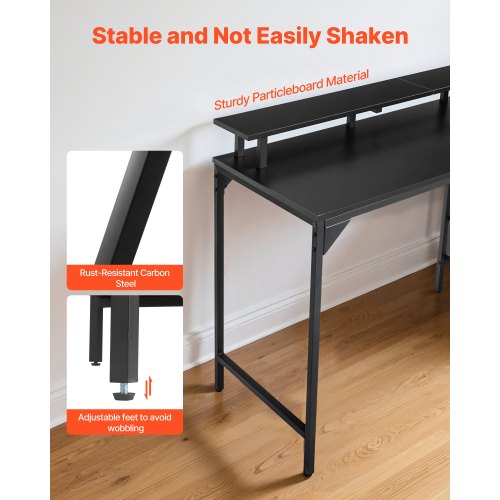 120 cm datorskrivbord med smarta LED-lampor och eluttag, spelskrivbord med 4 stora lådor, skärmstativ, studiematerial för hemmakontor, små utrymmen, enkel förvaring, svart | EU