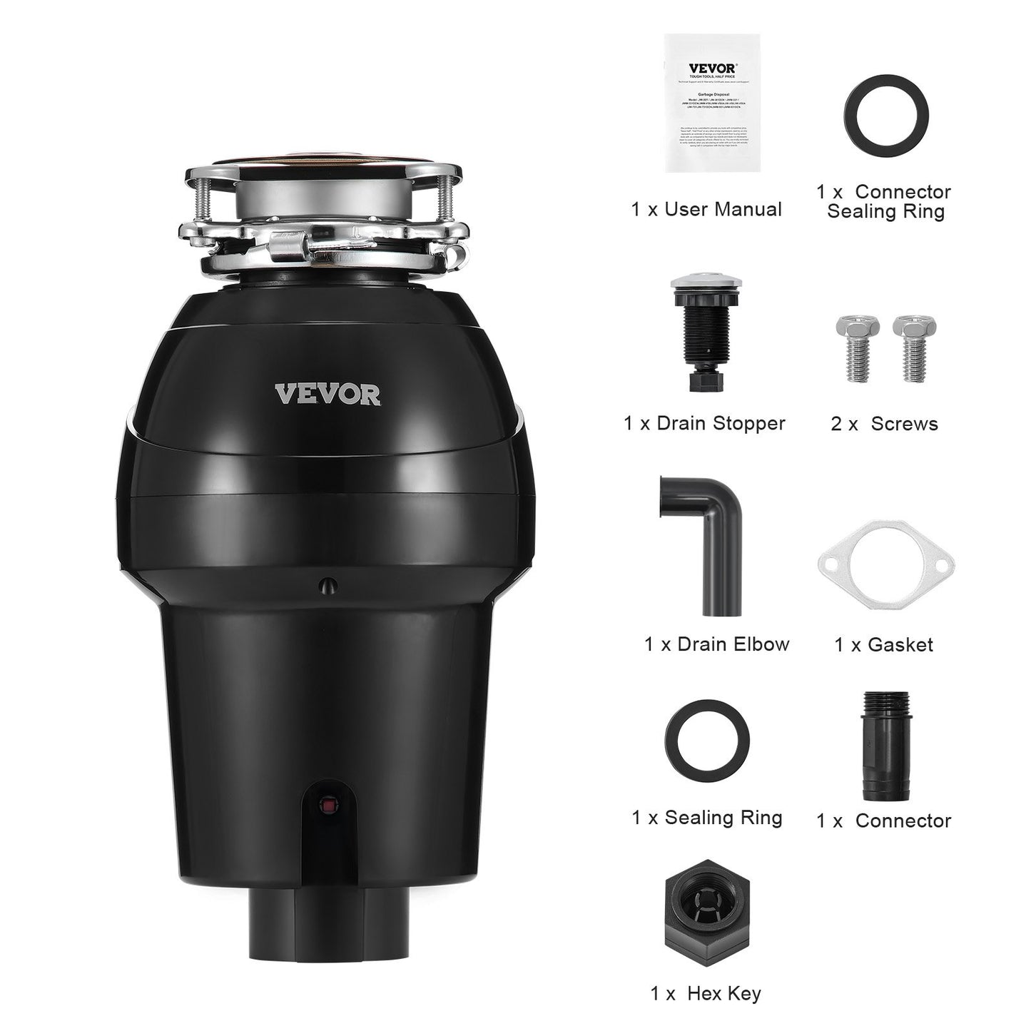 Garbage Disposal 1.25 HP Continuous Food Waste Disposal 4060RPM EZ Connect