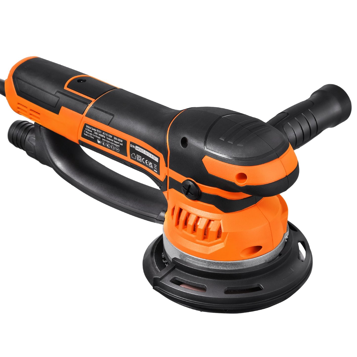 Random Orbital Sander 6'' Dual-Action Sander 10 PCS Sandpaper 6 Speeds