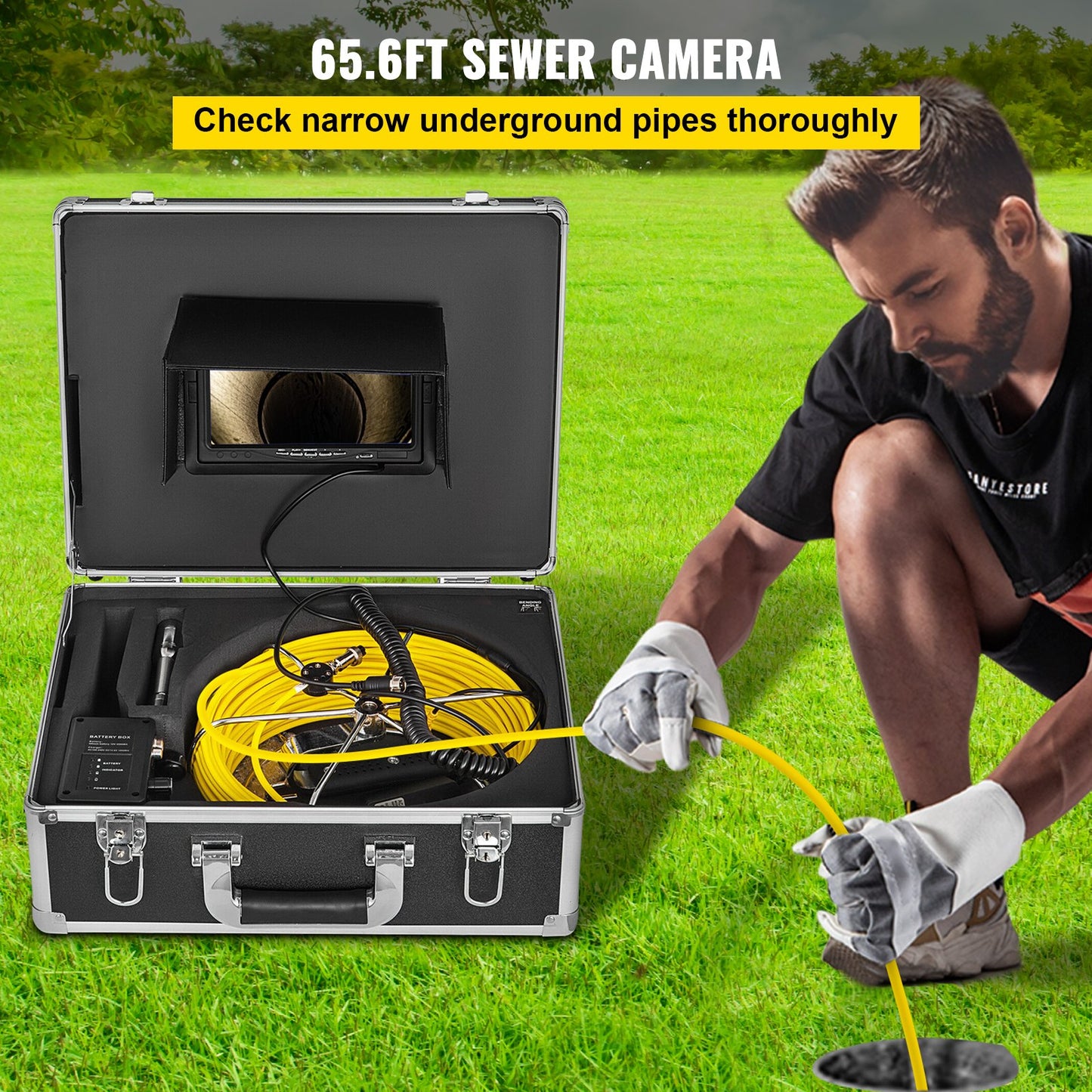 20M Sewer Inspection Camera 7 Inch Screen LCD DVR Waterproof Pipeline Sewer Inspection System Camera Kit Endoscope (20M 7inch)