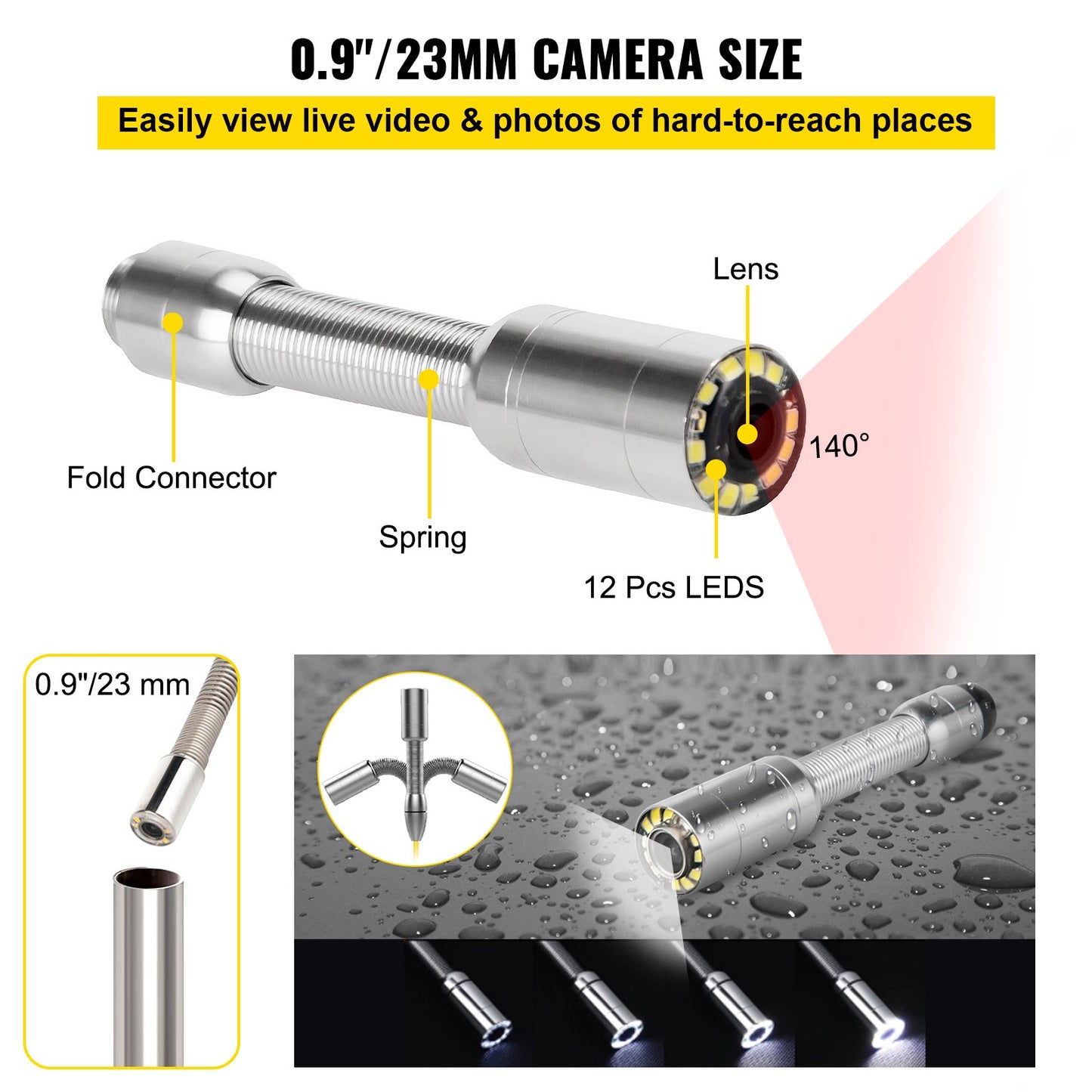 20M Sewer Inspection Camera 7 Inch Screen LCD DVR Waterproof Pipeline Sewer Inspection System Camera Kit Endoscope (20M 7inch)