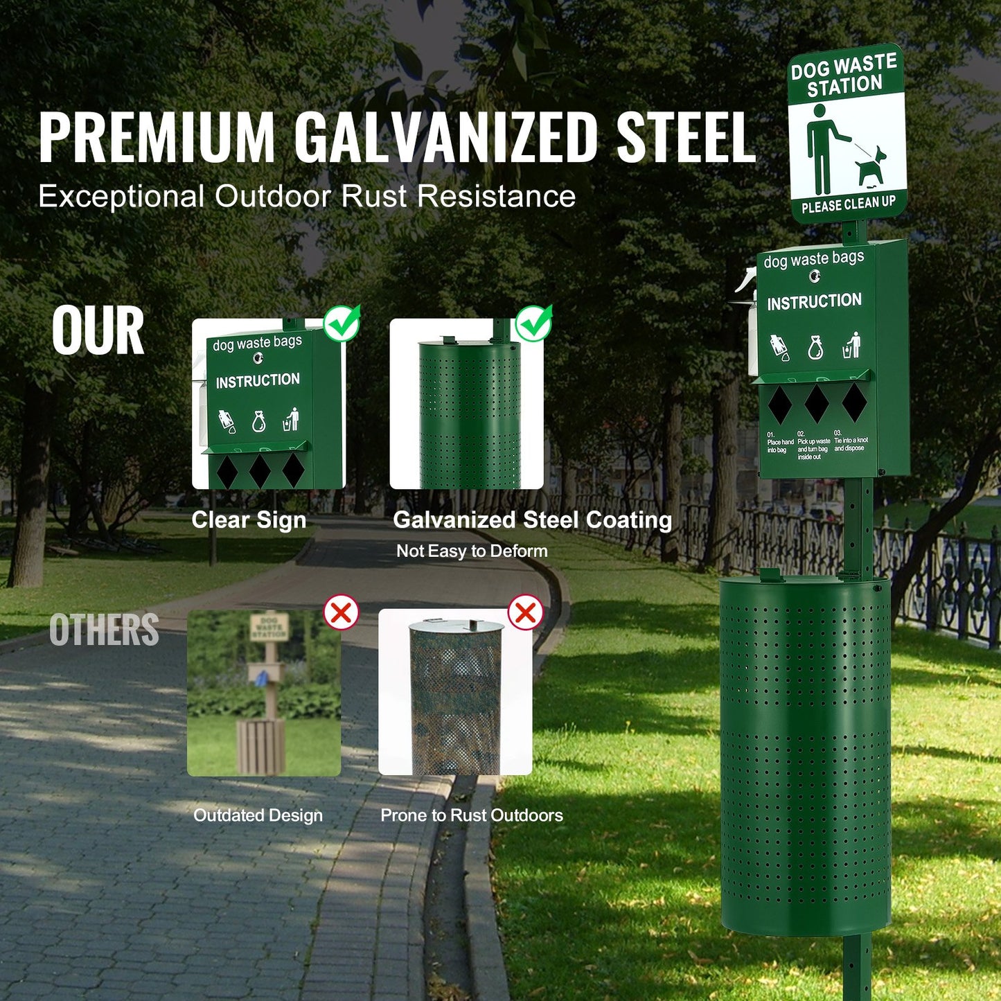 Dog waste station with 600 dog poop bags Commercial Park Pet Poop Station