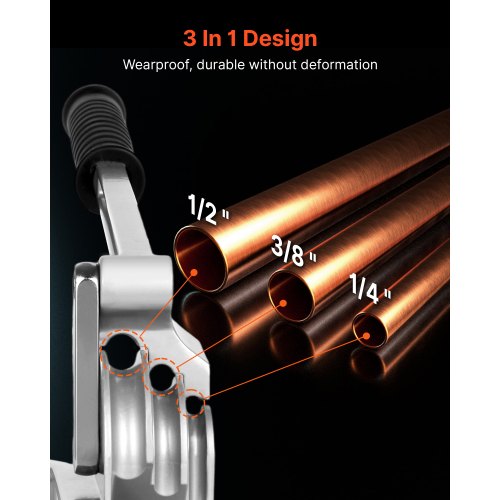 3-in-1 manual pipe bender for pipes with outer diameters of 6.35 mm and 9.5 mm 12.7 mm