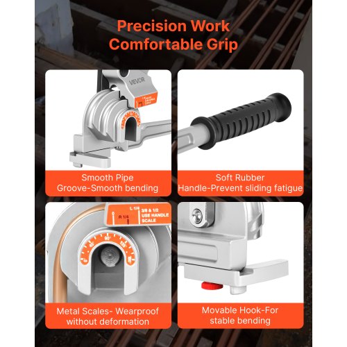 3-in-1 manual pipe bender for pipes with outer diameters of 6.35 mm and 9.5 mm 12.7 mm