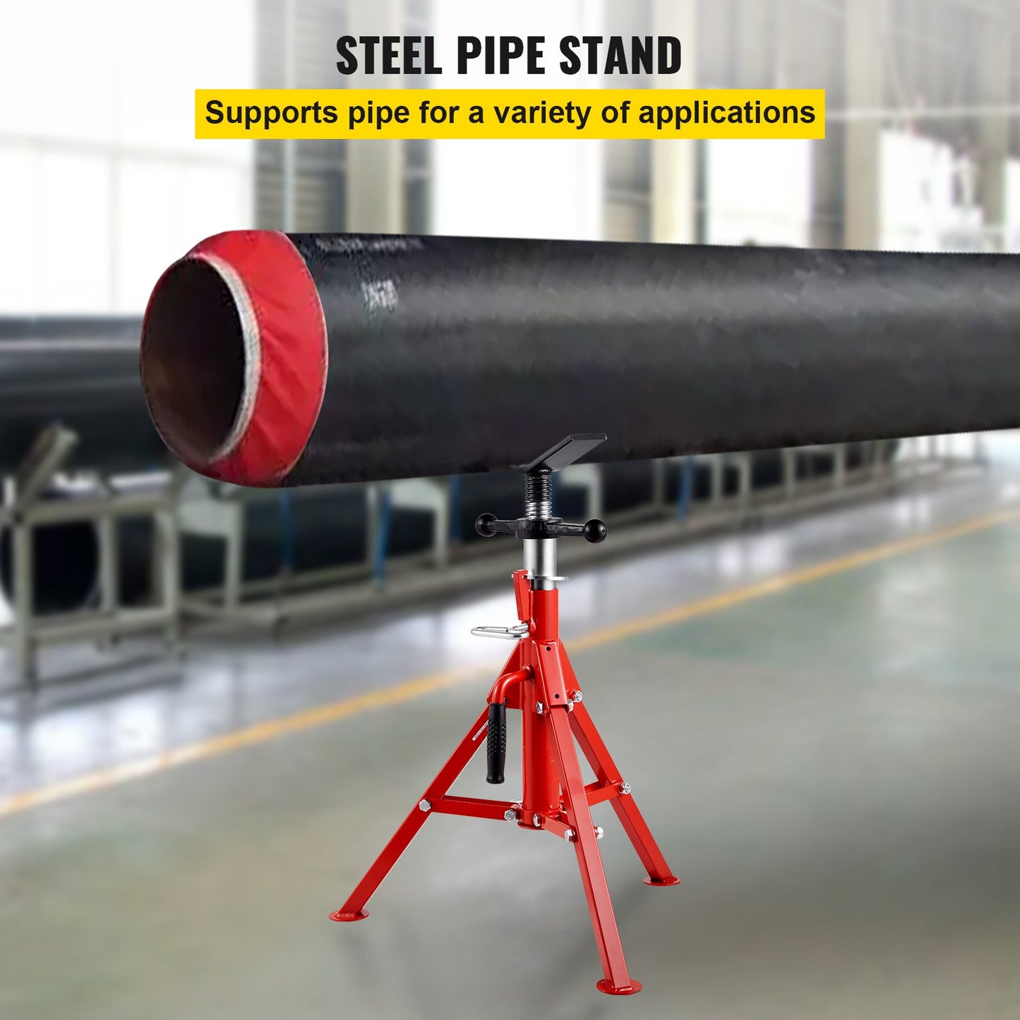 V Head Pipe Stand 1/8"-12" Kapacitet, Justerbar höjd 24"-42", Pipe Jack Stands 2500 lb. Belastningskapacitet, Portabla hopfällbara rörstativ, Kolstålkropp Mer hållbart