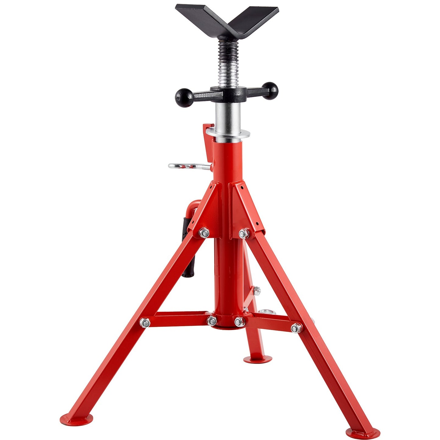 V Head Pipe Stand 1/8"-12" Kapacitet, Justerbar höjd 24"-42", Pipe Jack Stands 2500 lb. Belastningskapacitet, Portabla hopfällbara rörstativ, Kolstålkropp Mer hållbart