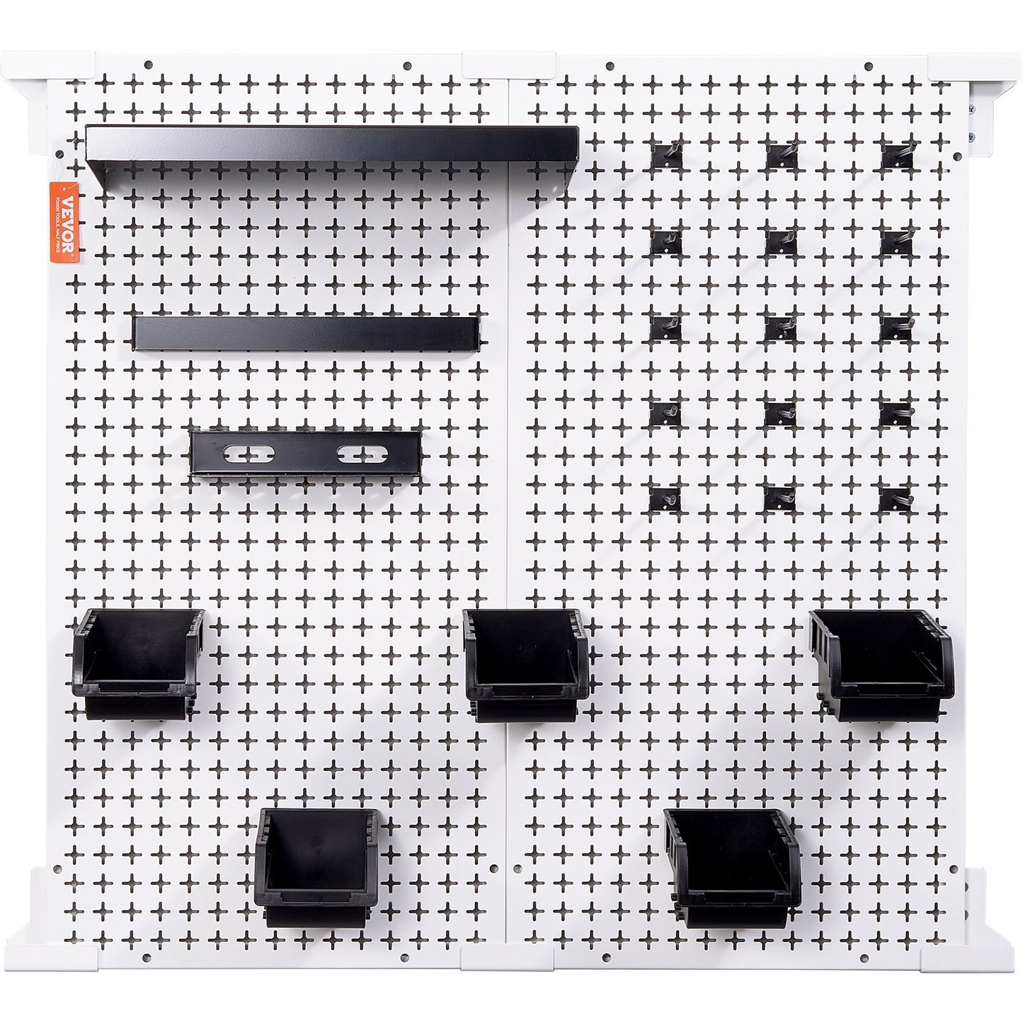 Pegboard-Wand-Organizer 32" x 32", 330 Pfund Tragkraft, Garagen-Pegboard-Organizer aus Metall, Wandhalterung, 25-teilig. Werkzeug-Aufbewahrungsset mit 2 Pegboards, Haken, Lagerbehältern, Regalgestell für Lager, Garage, Geschäft