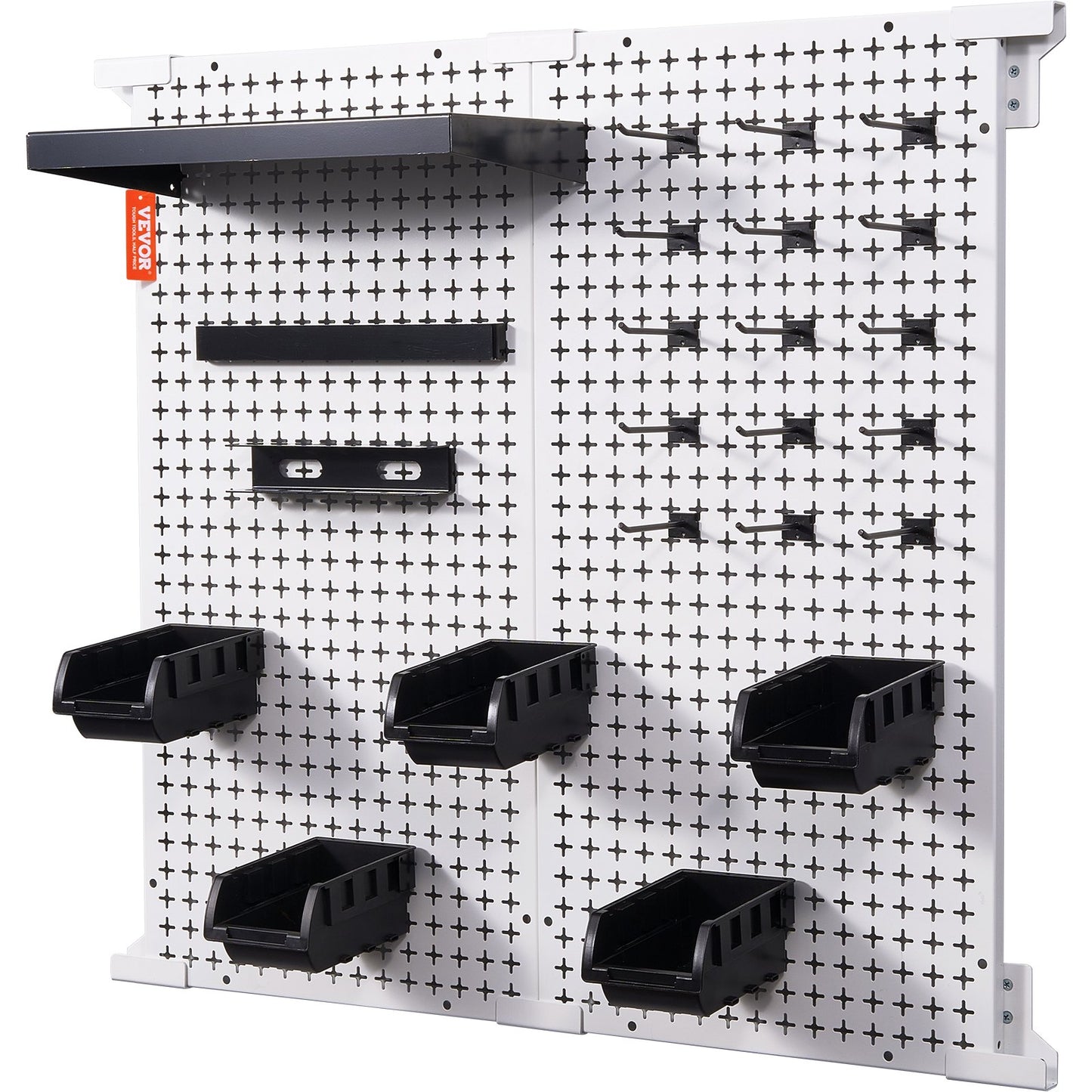 Pegboard-Wand-Organizer 32" x 32", 330 Pfund Tragkraft, Garagen-Pegboard-Organizer aus Metall, Wandhalterung, 25-teilig. Werkzeug-Aufbewahrungsset mit 2 Pegboards, Haken, Lagerbehältern, Regalgestell für Lager, Garage, Geschäft