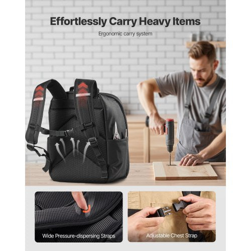 Werkzeugrucksack 49 Taschen Reißfester Arbeitsplatzrucksack für Elektriker