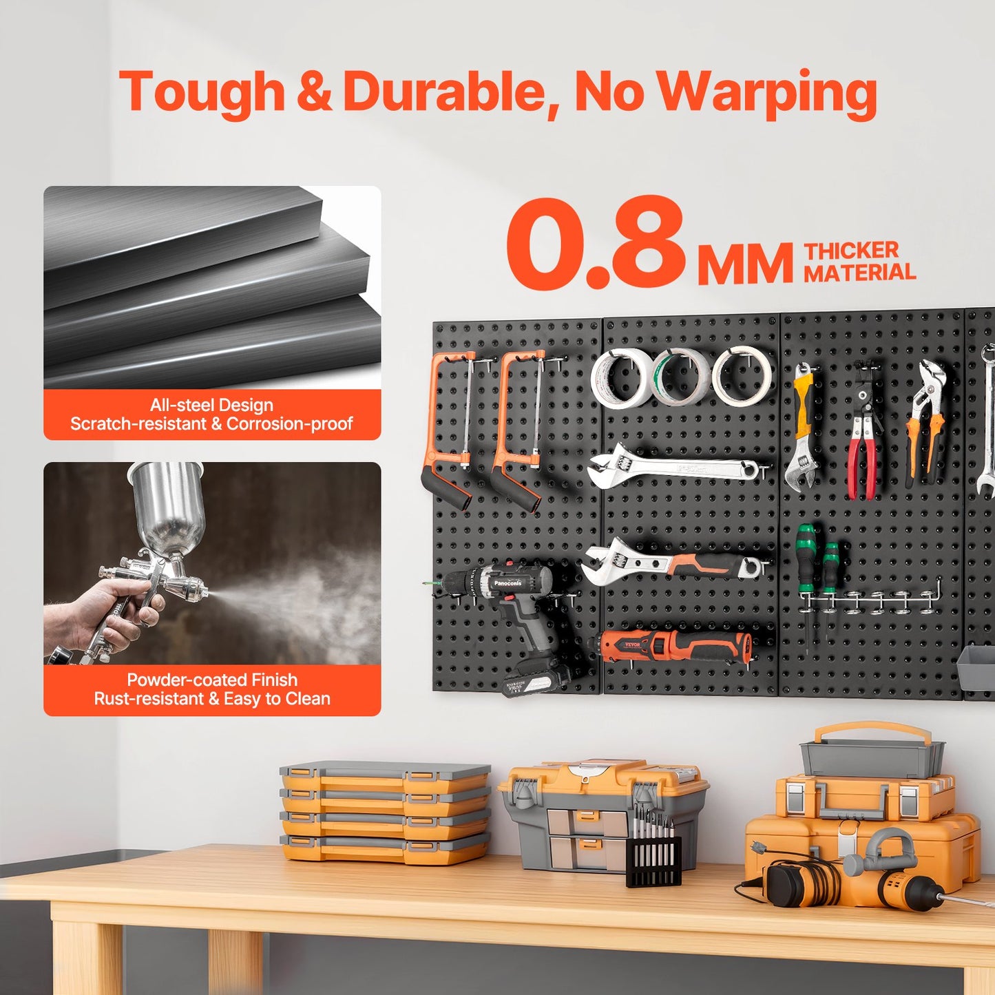 Metal Pegboard Paneler 4 paneler 24" x 12" Wall Organizer för Garage Tool