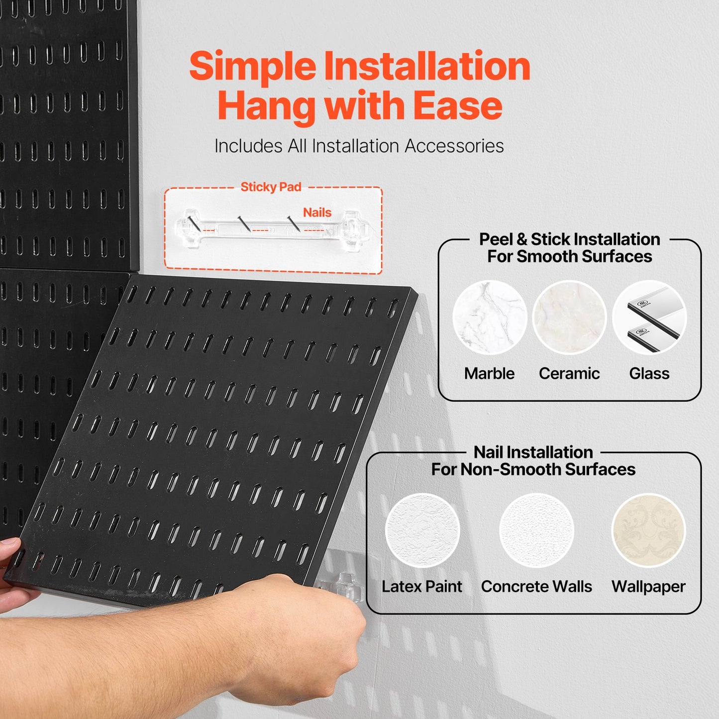 Pegboard Combination Kit 11 x 11" plast Pegboard 4 paneler för hem svart