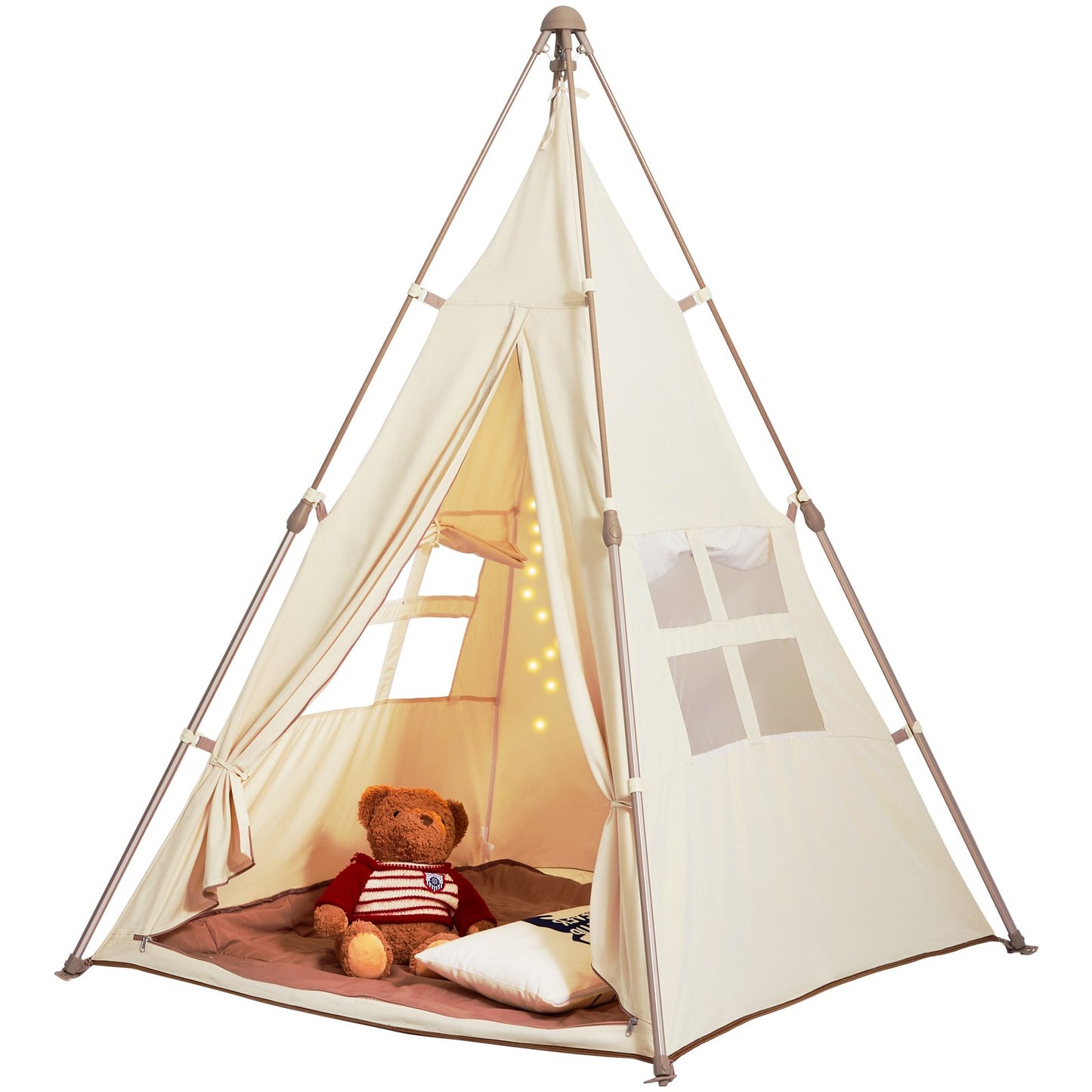 Kids lektält tipi-tält för barn hopfällbart småbarnstält med matta och väska