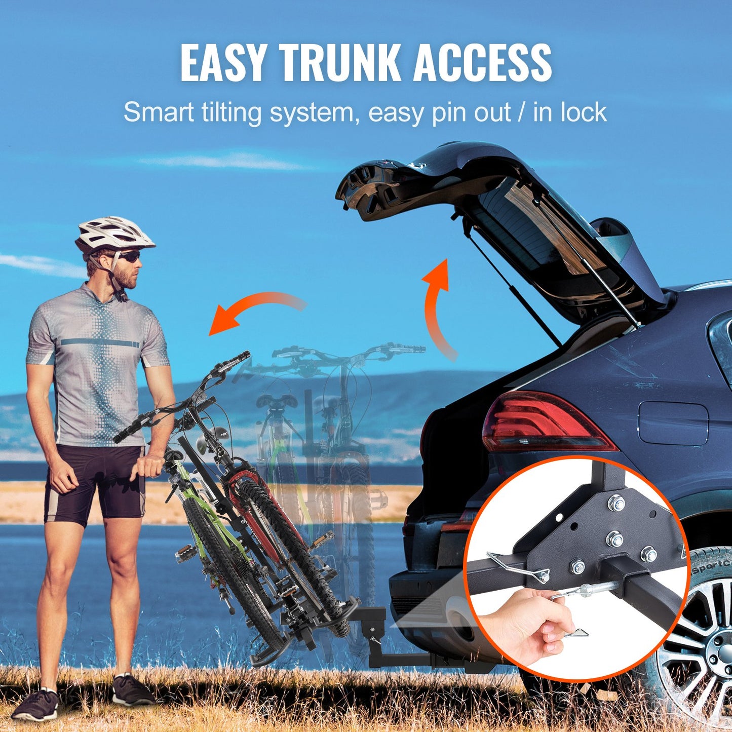 Hitch Mount Bike Rack, 2-Bike Platform Style, 160 LBS Max Capacity Bike Rack Hitch for 2-Inch Receiver, Titling and Folding Bike Rack with Tires Up to 5" Wide, for Car, SUV, Truck, RV, Rectangular Interface