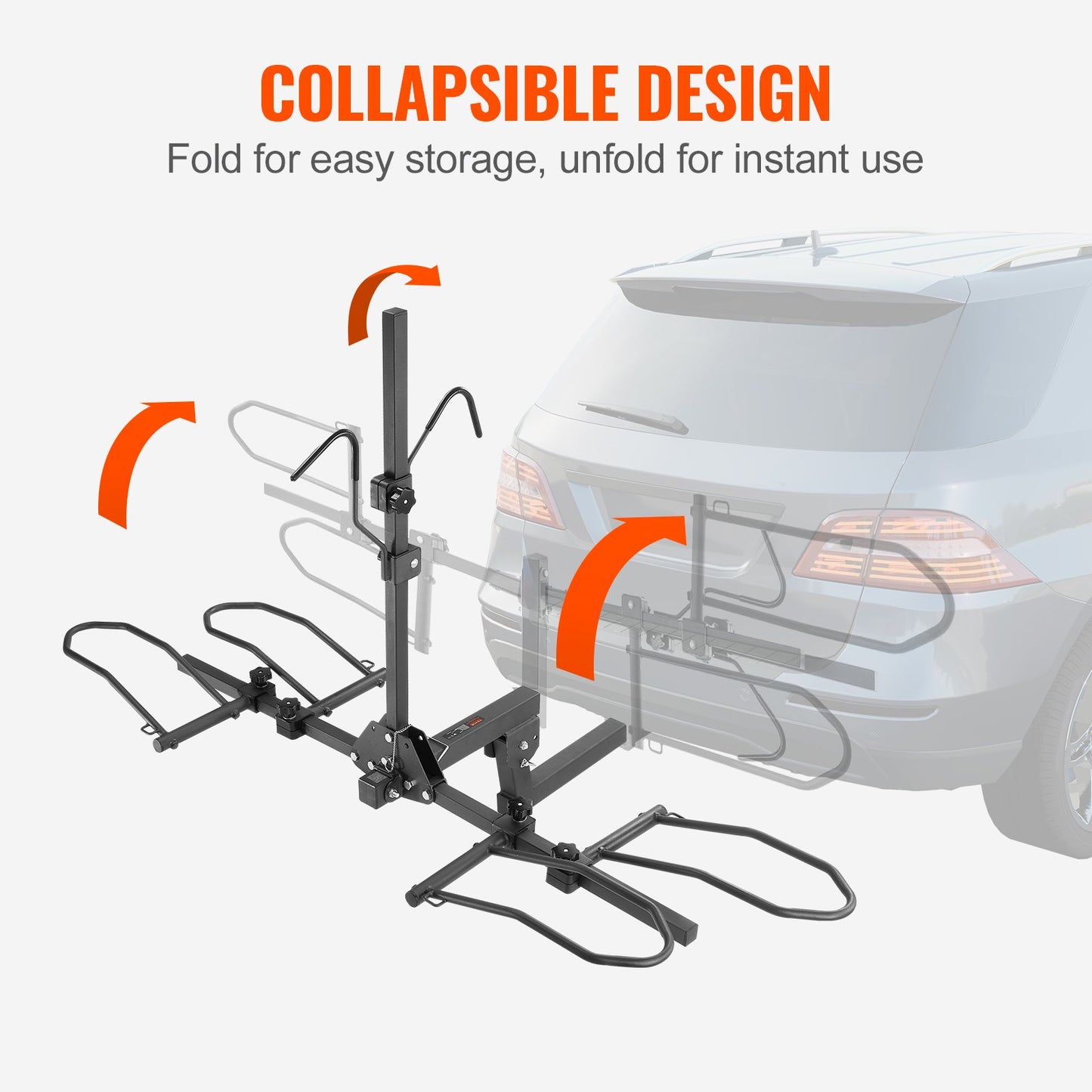 Hitch Mount Bike Rack, 2-Bike Platform Style, 160 LBS Max Capacity Bike Rack Hitch for 2-Inch Receiver, Titling and Folding Bike Rack with Tires Up to 5" Wide, for Car, SUV, Truck, RV, Rectangular Interface