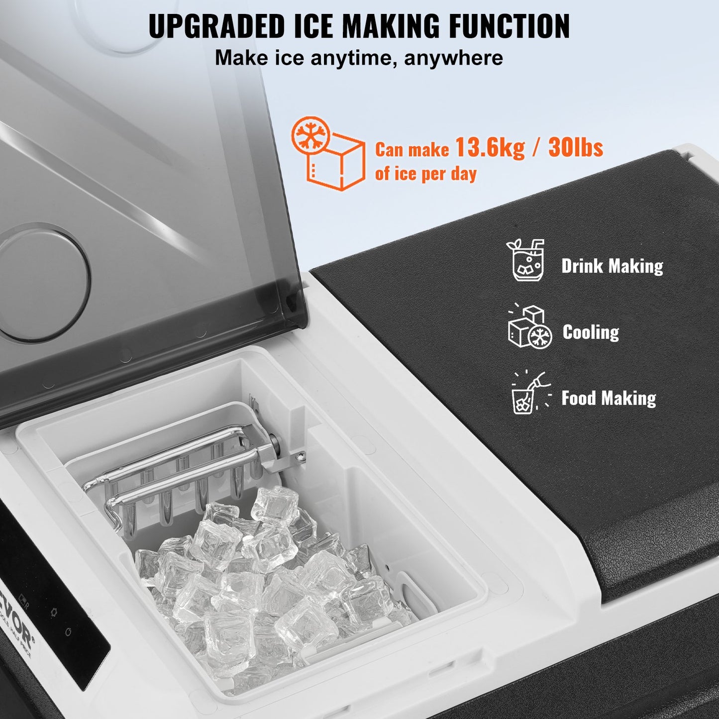 Portable Car Refrigerator Freezer with Ice Making Function 36 L Dual Zone