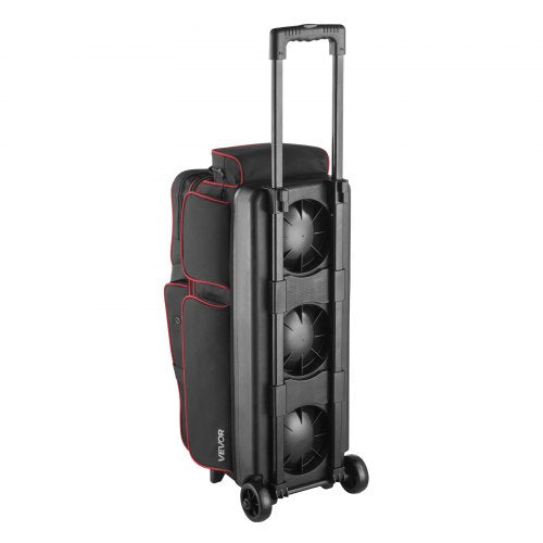 Bowlingtasche für 3 Bälle mit Rollen, Bowlingtasche mit Doppelrollen, Schuhfach