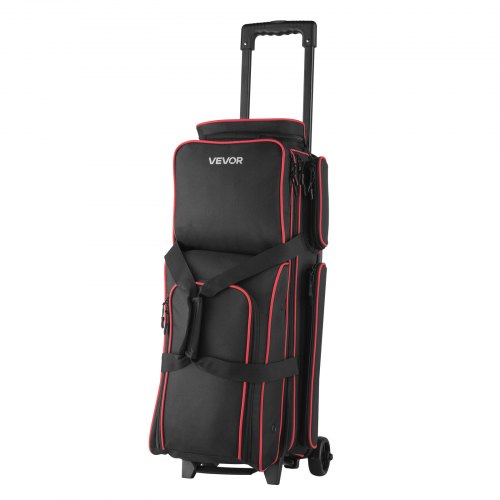 Bowlingtasche für 3 Bälle mit Rollen, Bowlingtasche mit Doppelrollen, Schuhfach