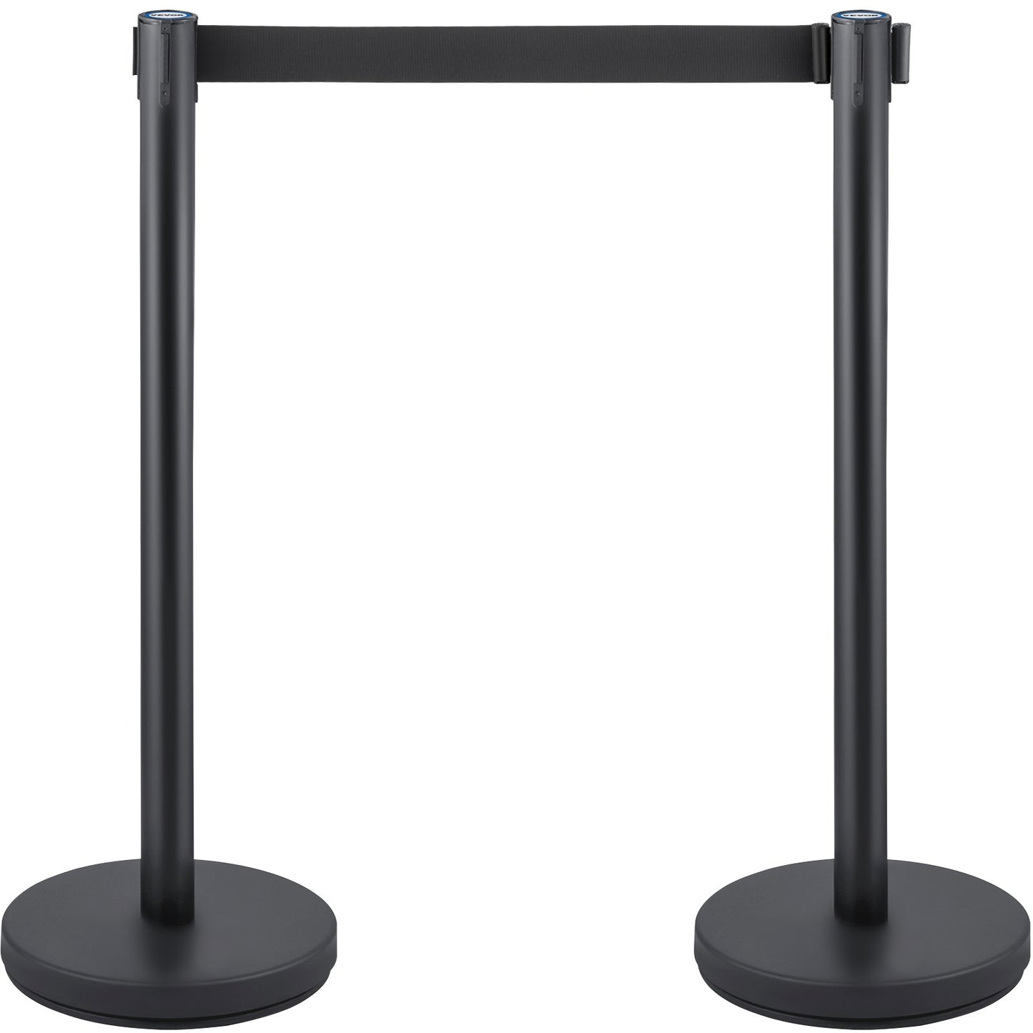 Crowd Control Stång, Set med 6 delar Stångsats, Stångsats med 6,6 fot/2 m svart infällbart bälte, svart Crowd Control Barriär med betong och metallbas – Easy Connect Montering