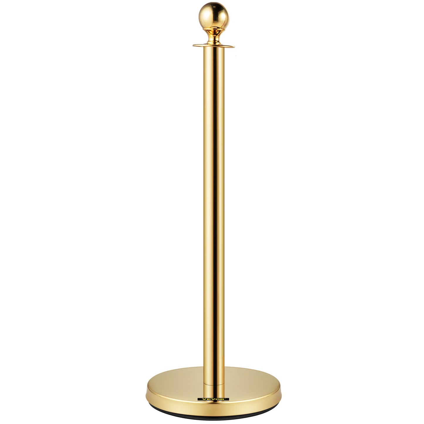 Set med 2 Guld Round Top Queue Control Barriärstolpar Stativ Säkerhetsstativ repavdelare med 1,5 M rött rep Crowd Control Barriär Guld Round top Column