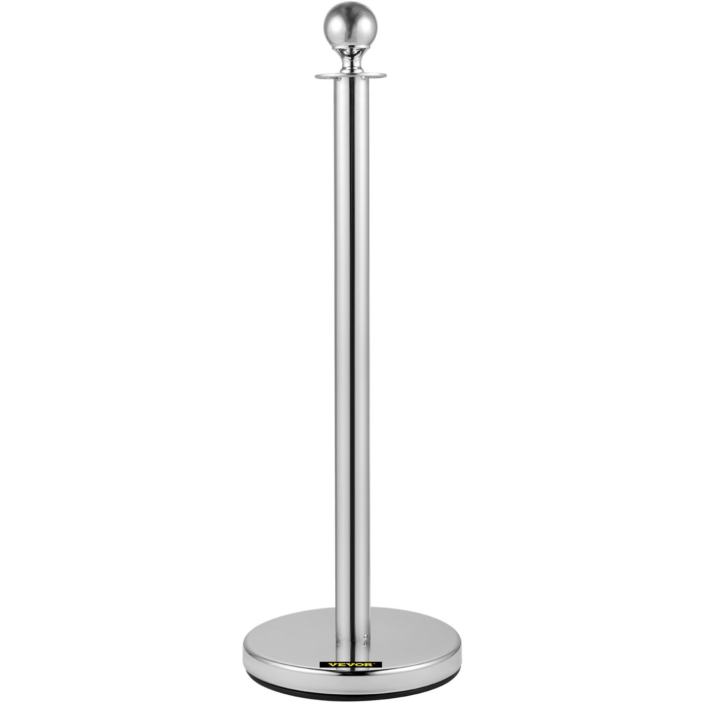Crowd Control Stång, Set med 8 delar Stång Set, Stång Set med 5 fot/1,5 m rött sammetsrep, Silver Crowd Control Barriär med robust betong och metallbas – Easy Connect Montering