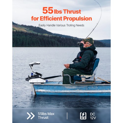 55lb 12V Thrust elektrisk trollingmotor Saltvattenbåtsmotor 54" axel | EU