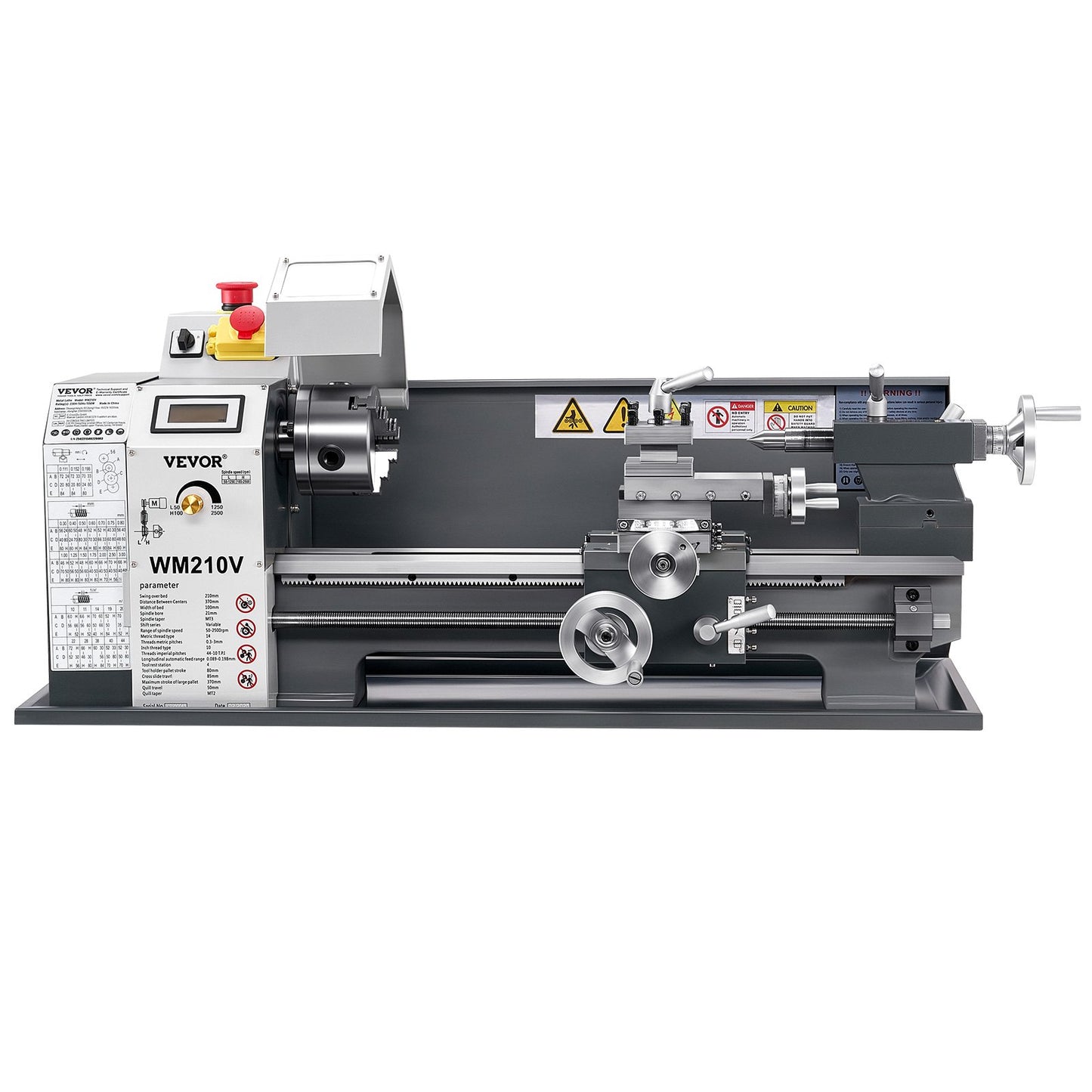 Metal Lathe 8 x 16 in 550W Bench Lathe Machine 0-2500 rpm Variable Speed