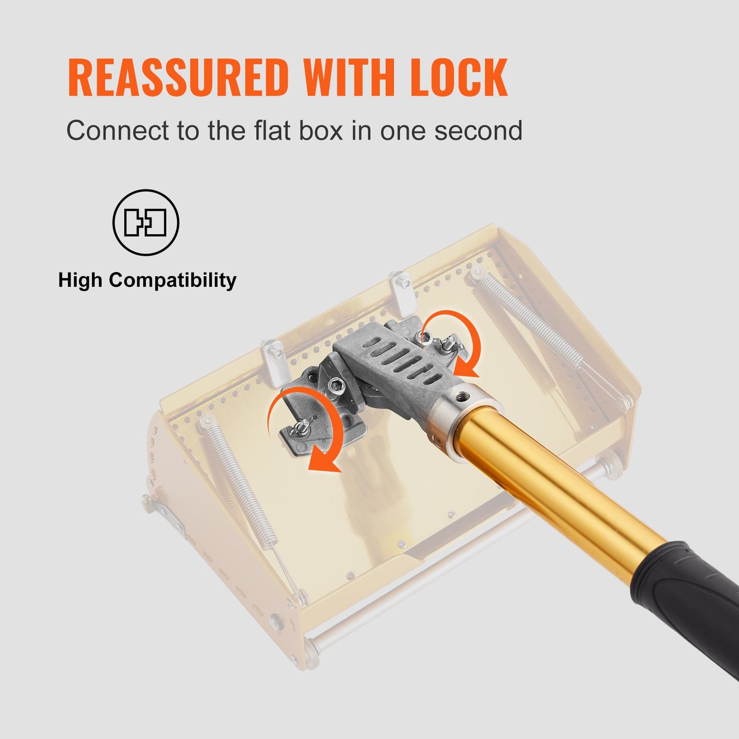 Drywall Flat Box Handtag, 40''-64'', anodiserad aluminium platt förlängningshandtag, 5-sektionslängd justerbar, halkfritt grepp och 360° målning för gipsskivor, väggskivor, plåtskivor