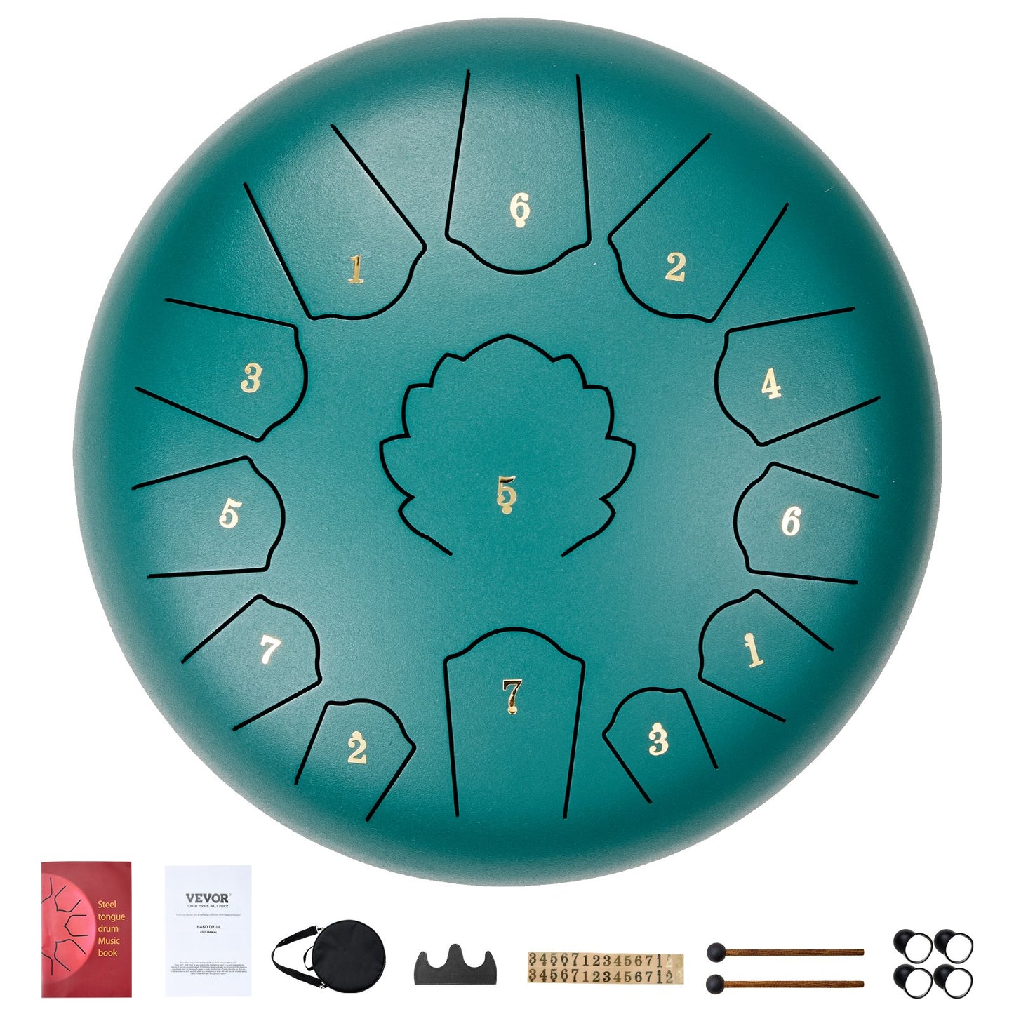 Steel Tongue Drum 12 in 13 tones rain drum for outside C major green