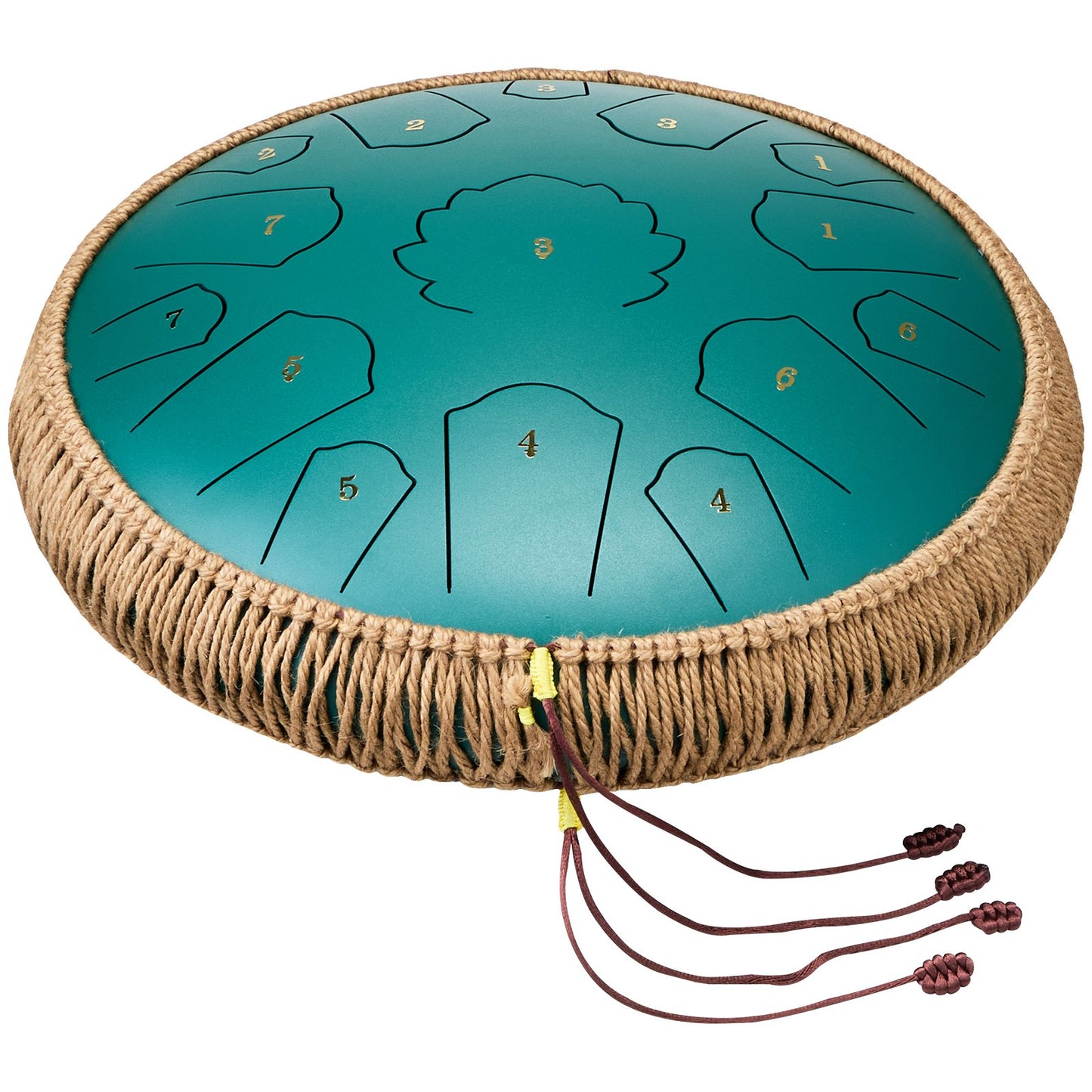 Steel Tongue Drum 14 in 15 Notes Regntrumma för Outside D Major Green