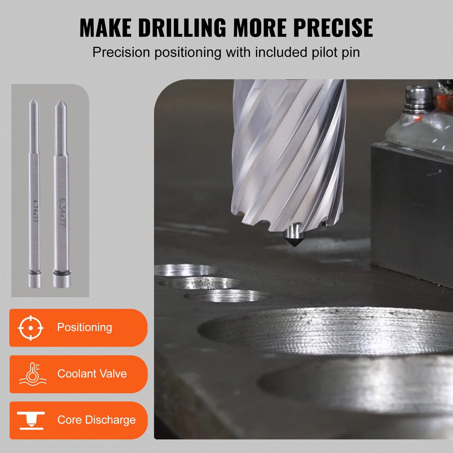 Annular Cutter Set, 13 Piece Weldon Shank Mag Drill Bits, 1" Depth of Cut, 7/16" to 1-1/16" Cutting Diameter, M2AL HSS, 2 Pilot Pins, Hex Key and Portable Case, for Use with Magnetic Drills