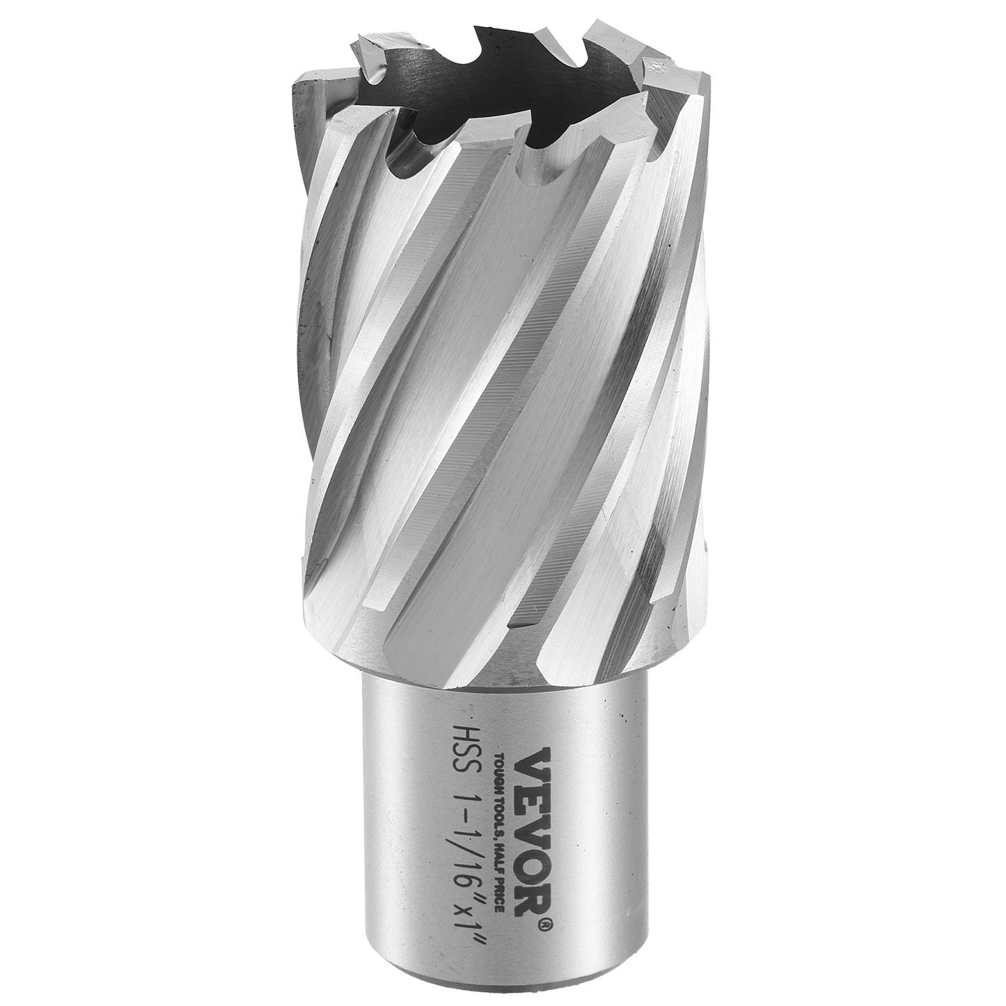 Annular Cutter Set, 6-Piece Weldon Shank Mag Drill Bits, 1" Depth of Cut, 1/2" to 1-1/16" Cutting Diameter, M2AL High Speed Steel, with Pilot Pin and Portable Case, for Use with Magnetic Drills
