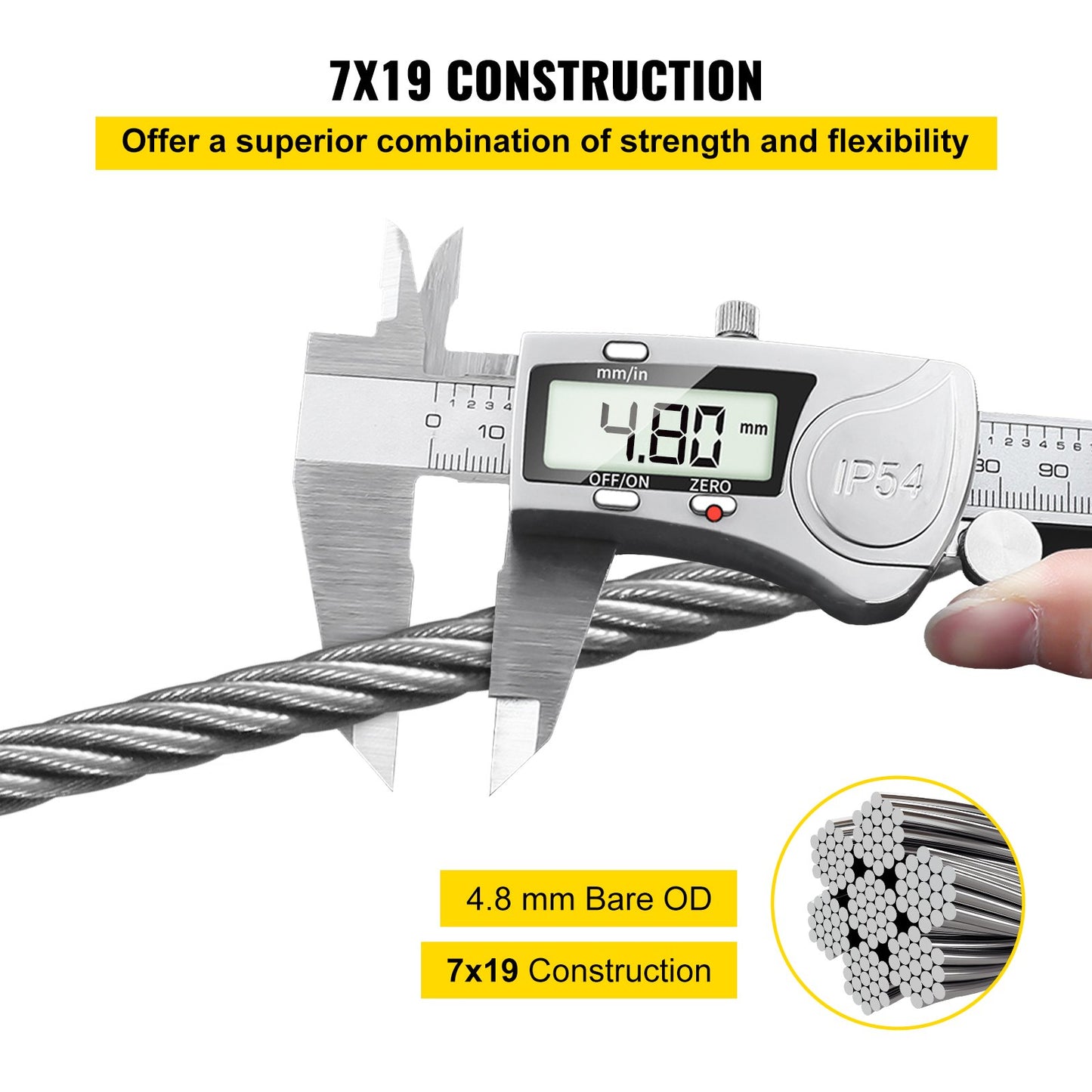 304 kabel av rostfritt stål 3/16 tum 7 X 19 stålvajer 250 fot stålkabel för räcke Trädgård gör det själv balustrade
