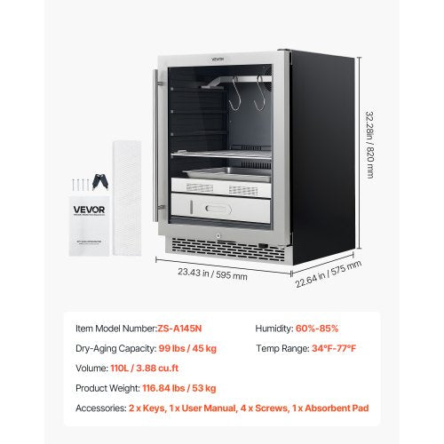 45 kg Trockenlagerkühlschrank für Steaks Trockenlagerkühlschrank für Fleisch für Zuhause | EU