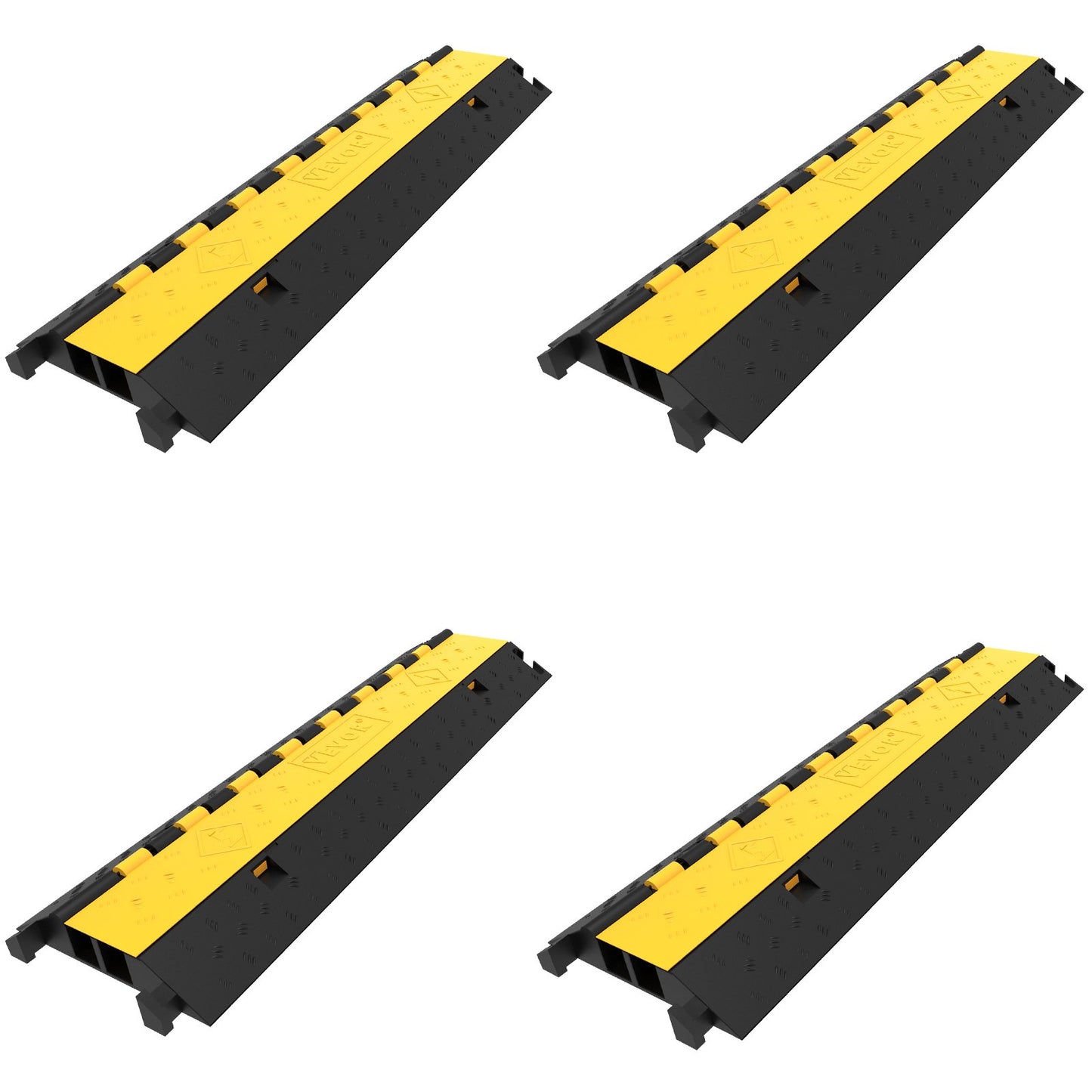 4er-Pack Gummi-Kabelschutzrampe, 2-Kanal, strapazierfähig, 66.000 lbs Tragkraft, Kabelschutzrampe, Speed Skin, Auffahrtsschlauch, Kabelrampen-Schutzabdeckung