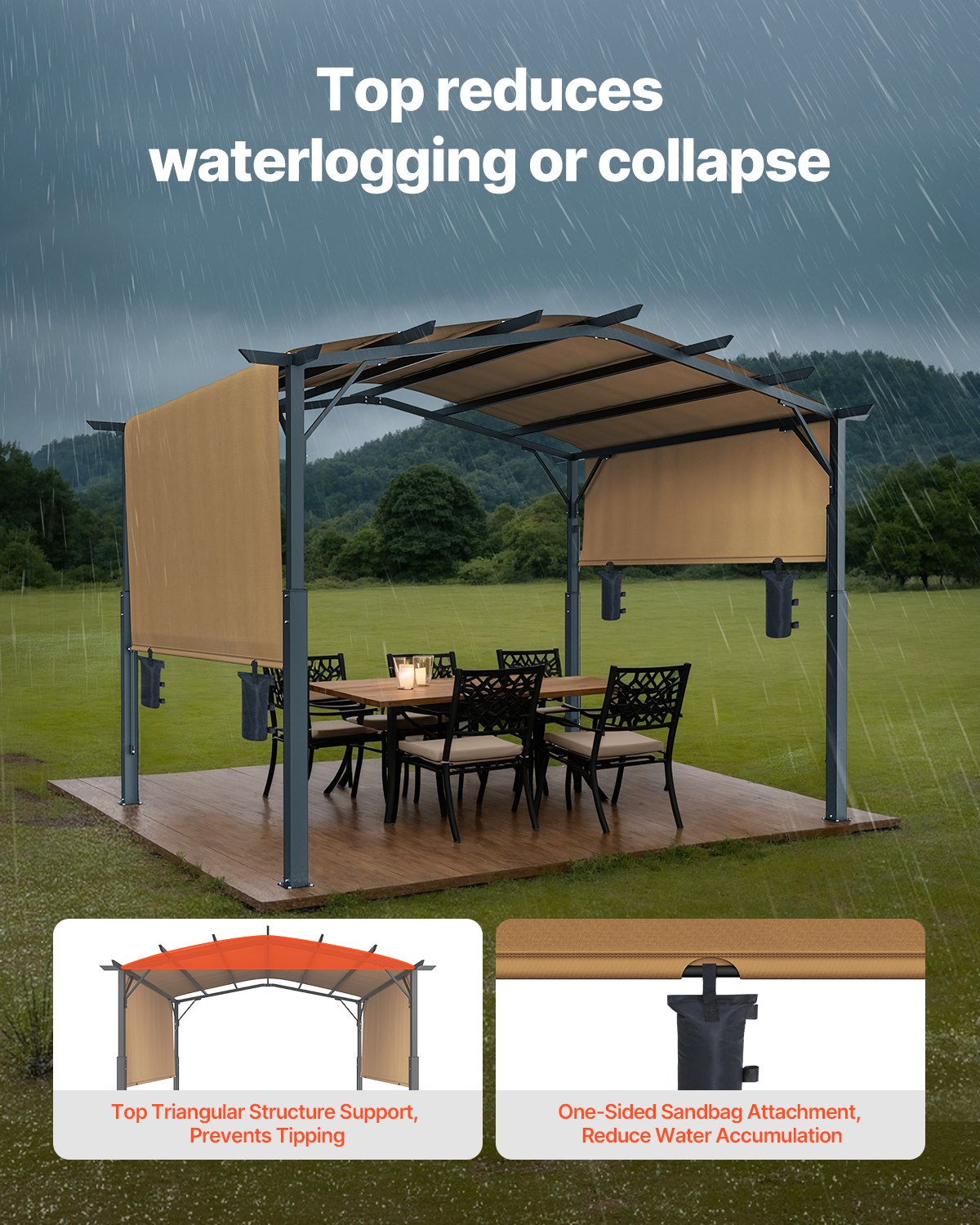 10x12 ft retractable outdoor pergola with canopy arched metal pergola