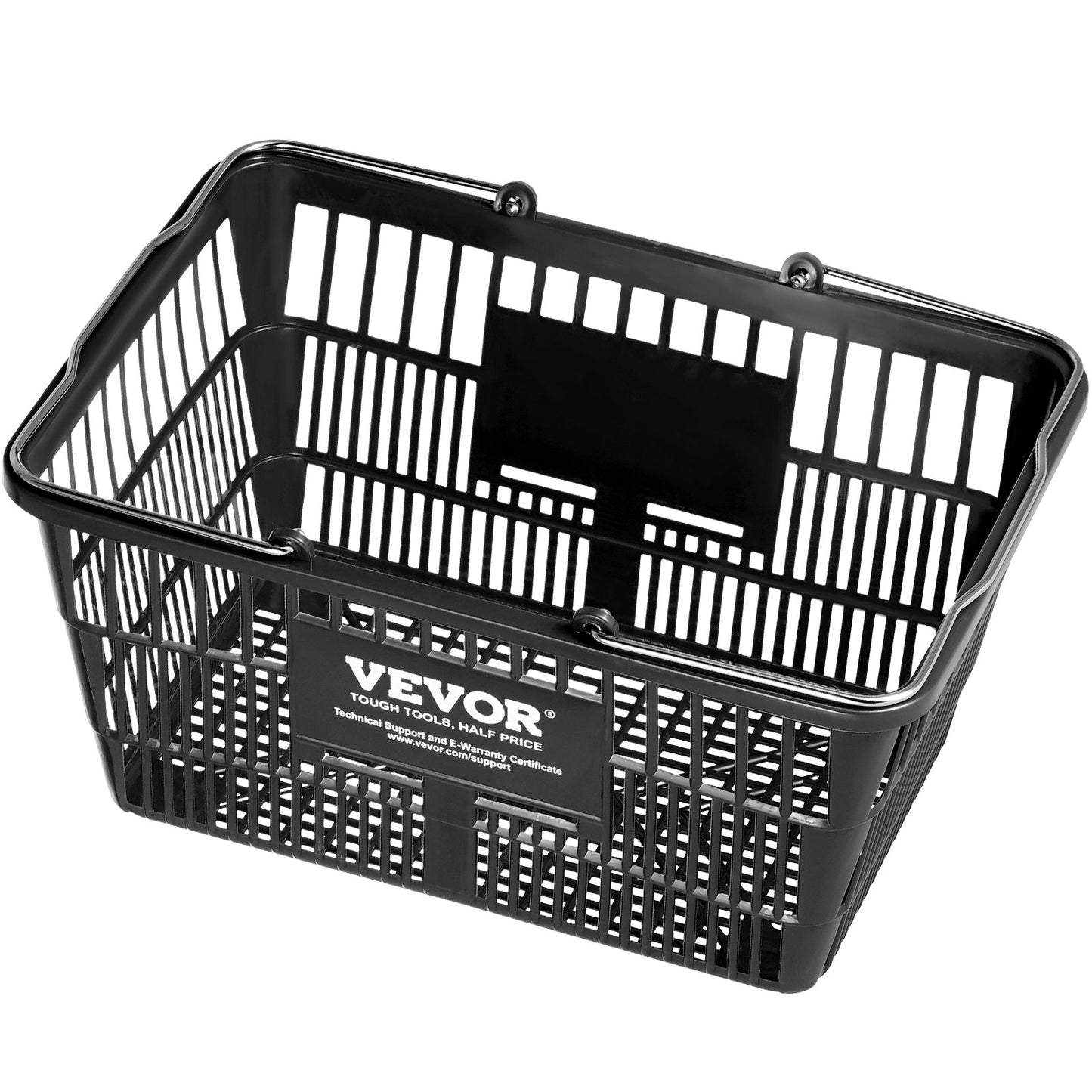 Shopping Cart Grocery Basket 12PCS 21L with Iron Handle & Stand Black
