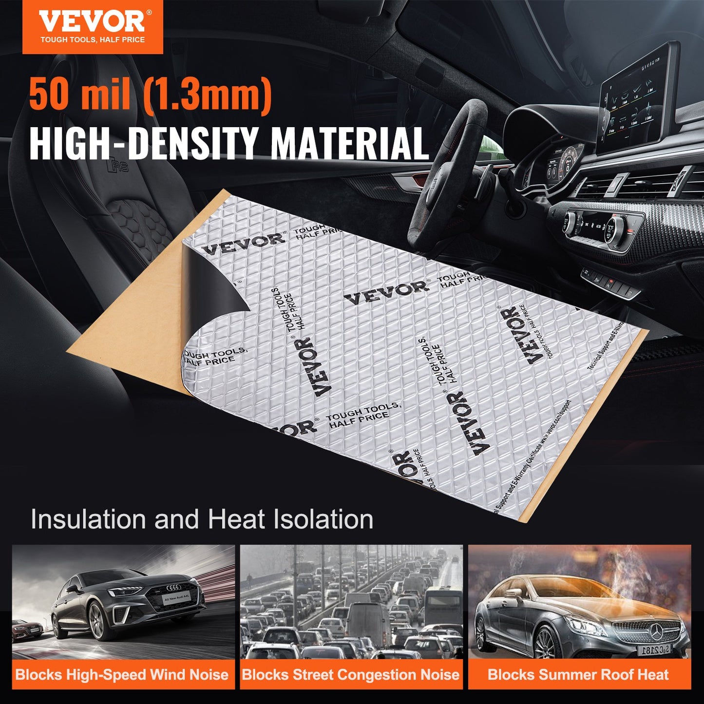 Car soundproofing mat, 500 mil 4.8 sq m car soundproofing material, butyl car muffler, sound insulation and vibration damping material for car